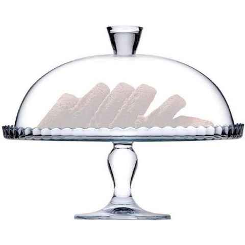 Pasabahce Gläser-Set Kuchenteller mit Kuppelfuß Gebäckserviceständer Glasservierung Dessert