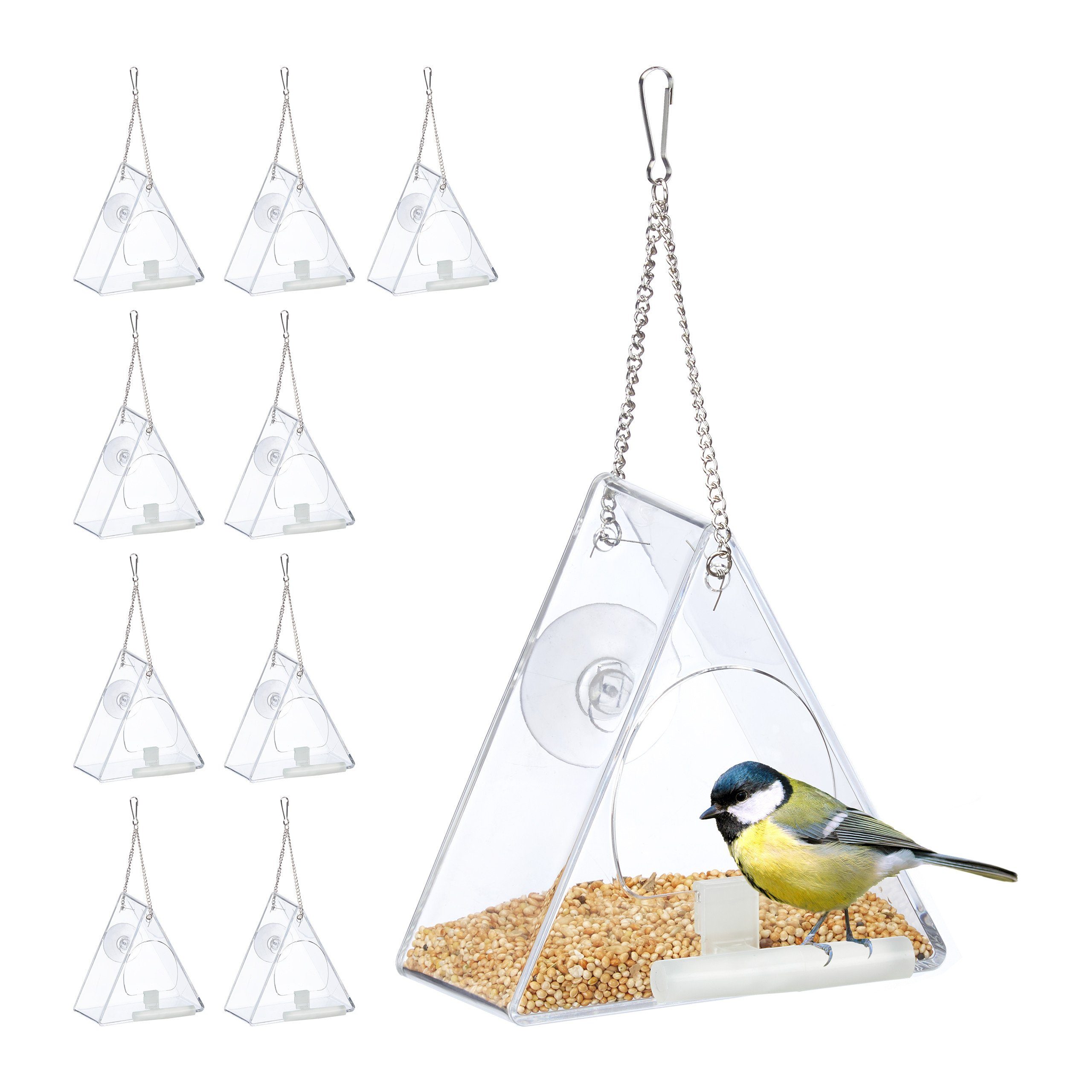 Vogelhaus 10 x Vogelfutterhaus Fenster dreieckig