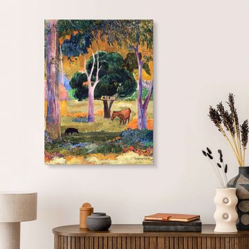 Posterlounge Alu-Dibond-Druck Paul Gauguin, Landschaft mit einem Schwein und einem Pferd (Hiva Oa), Malerei