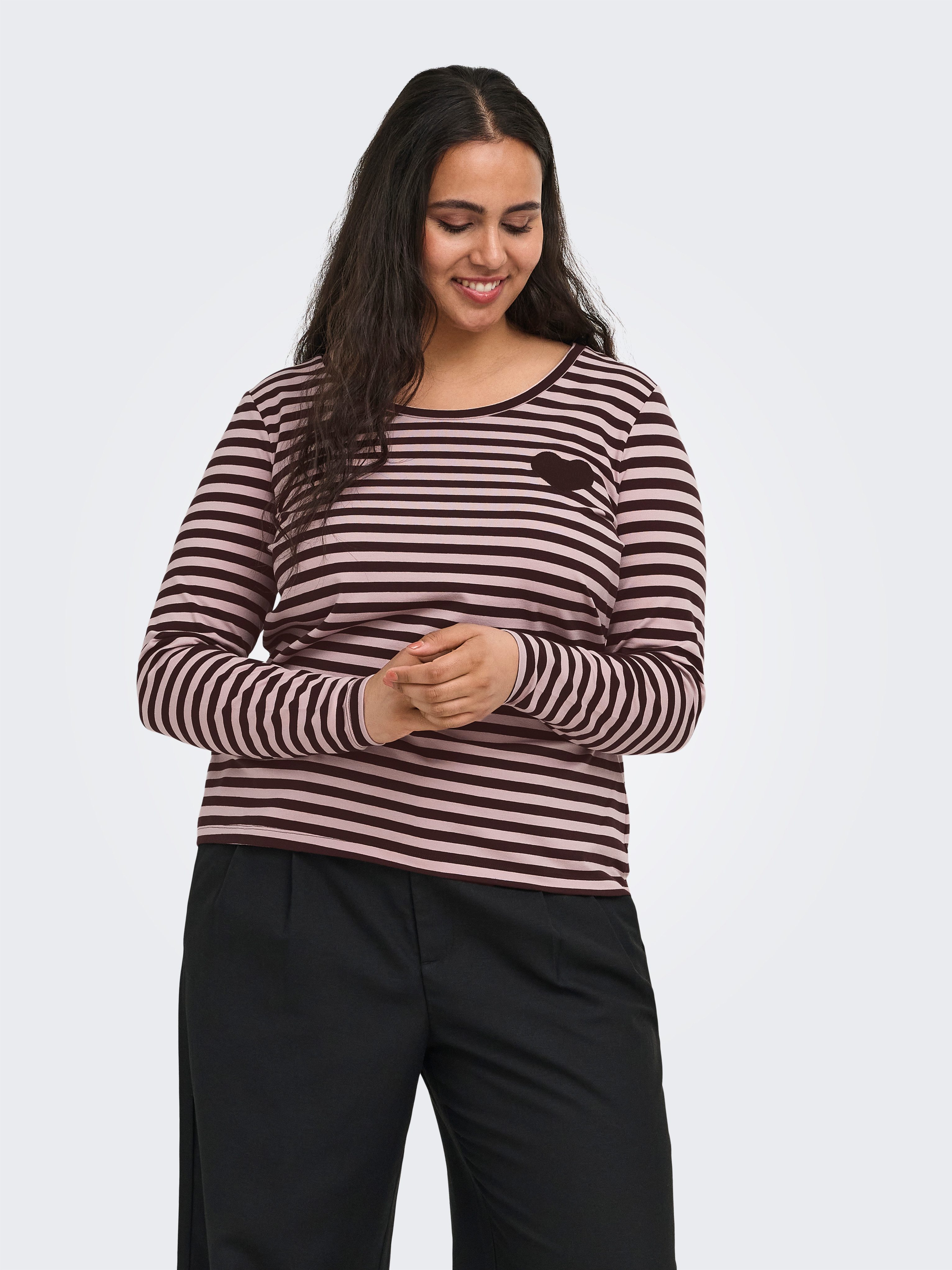 ONLY CARMAKOMA Langarmshirt CARBODIL L/S O-NECK BLOUSE JRS Materialmix, slim fit