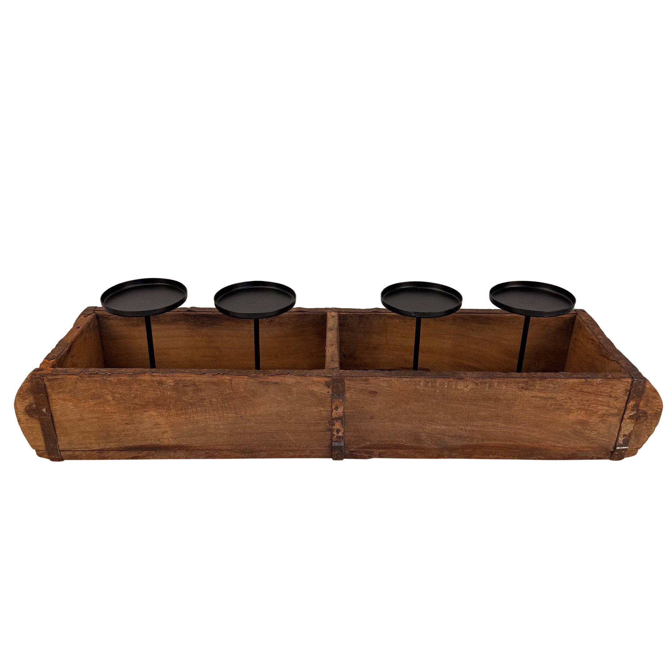 Online-Fuchs Adventskranz aus rustikalen Holz Ziegelkasten mit Kerzenhaltern - Weihnachtsdeko, ideal zum individuellen Dekorieren - 60 cm groß