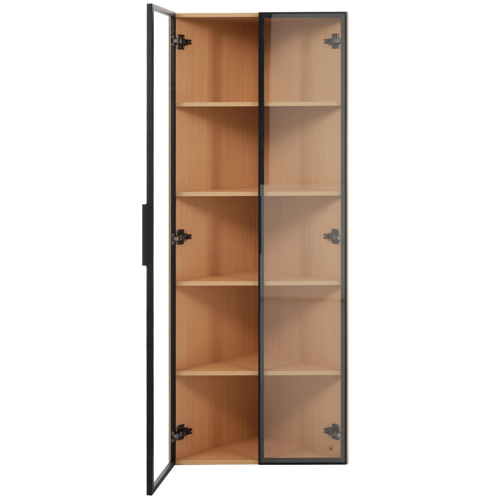 Flieks Glasvitrine Eckvitrine mit LED-Beleuchtung und 5 Fächer (1-St., B62/T35/H160 cm) Standvitrine Eckschrank Hochschrank Highboard Wohnzimmer