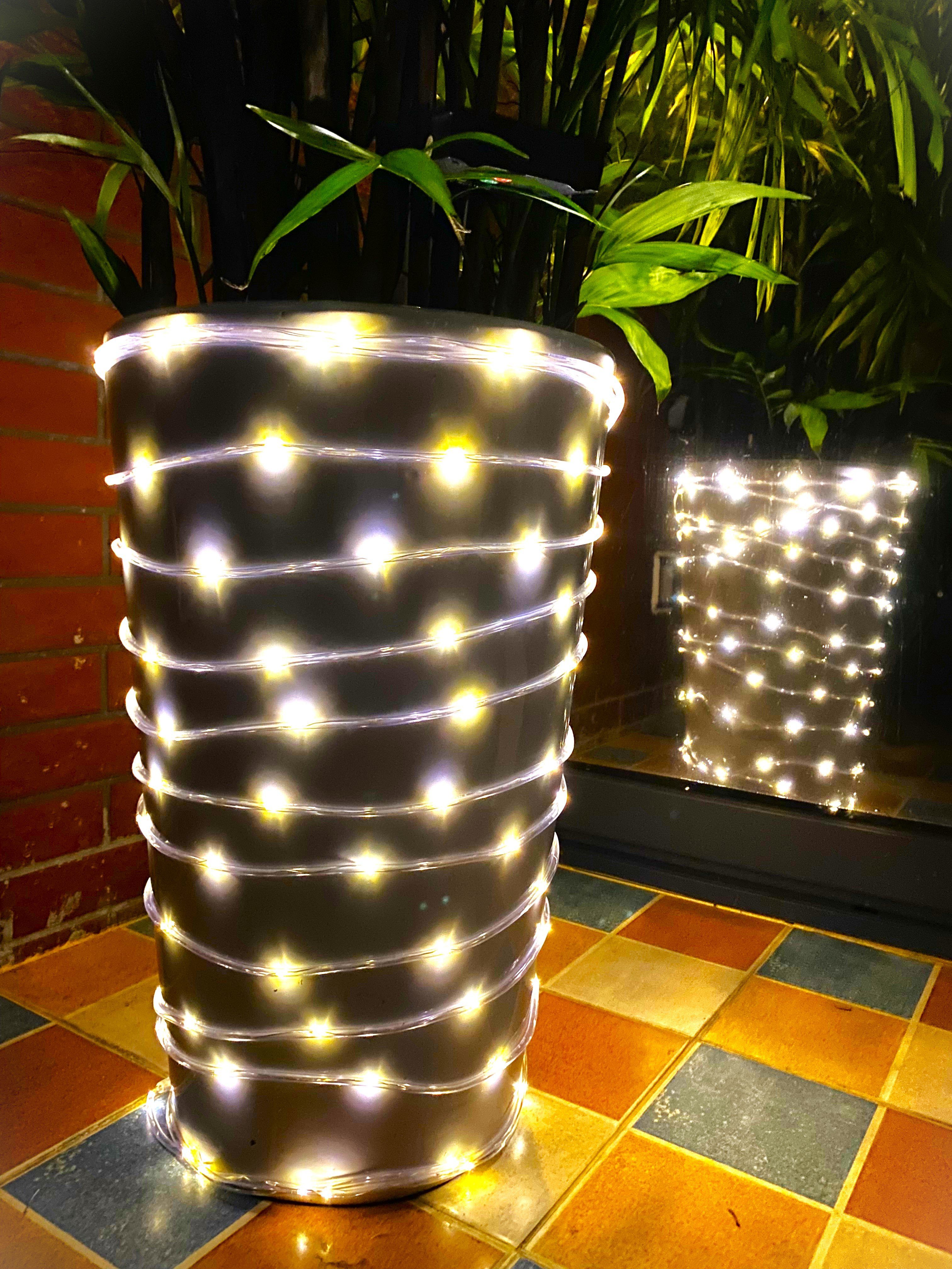 Kleelein weiße Lichterschlauch Innen Modi, LED-Lichterkette warm & Solar 125L,Weihnachtsbeleuchtung, LED 125-flammig, Außen.8