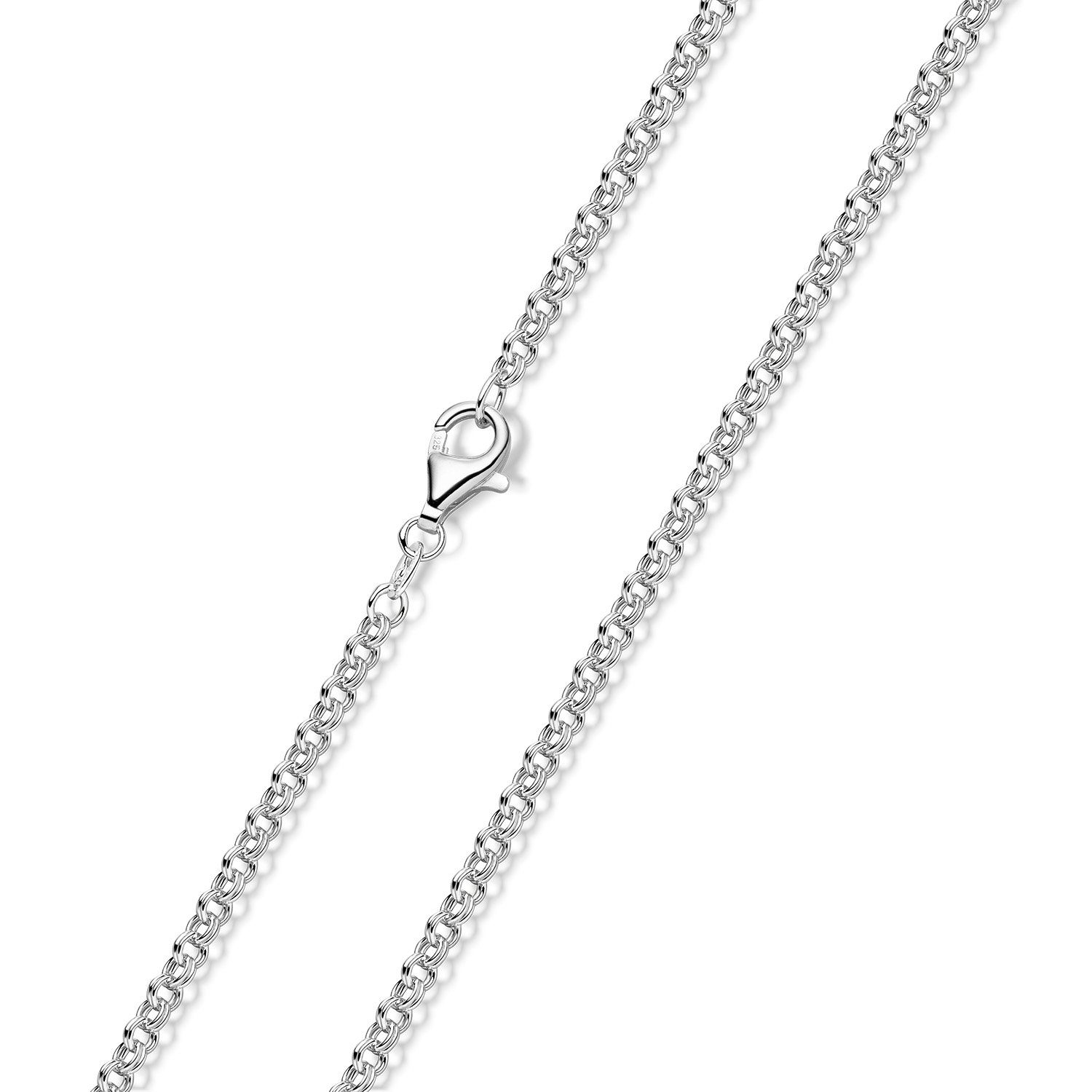 K31, 2,3mm Zwillings-Ankerkette 925 Silberkette Sterling Silber Unisex Materia Silber