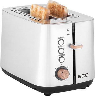 ECG Toaster ST 2767 Timber, 2 lange Schlitze, für 2 Scheiben, 925,00 W, 2 Fächer für Toast, extra breite Schlitze, stufenlose Regelung