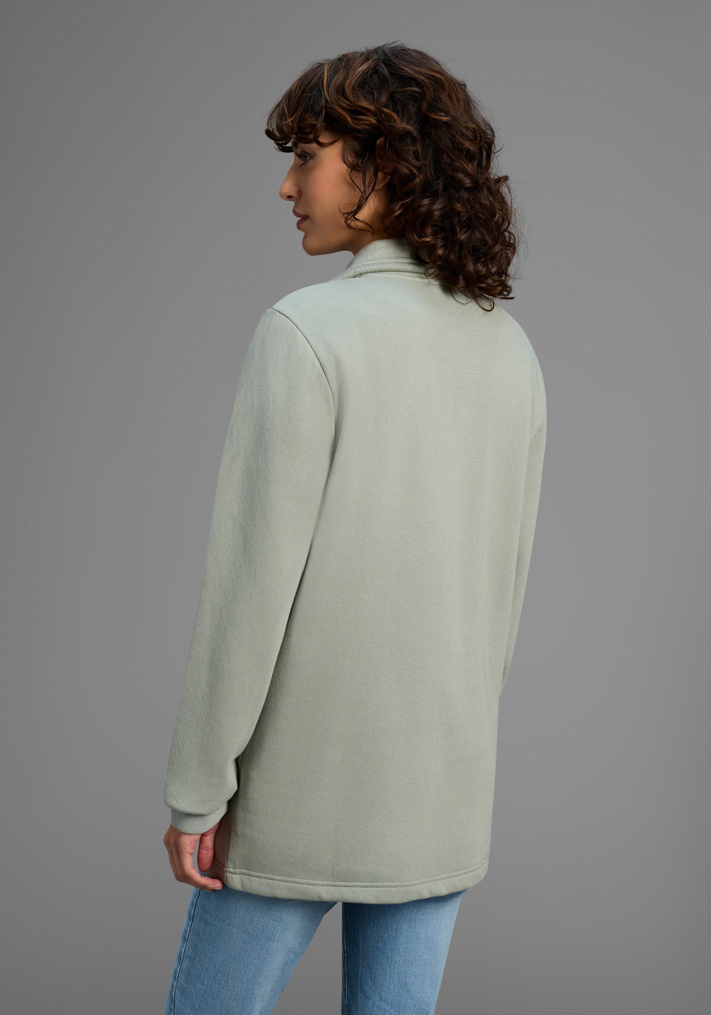 Laura Scott Sweatjacke Weiche Baumwollmischung mit Stehkragen und Außentasc günstig online kaufen