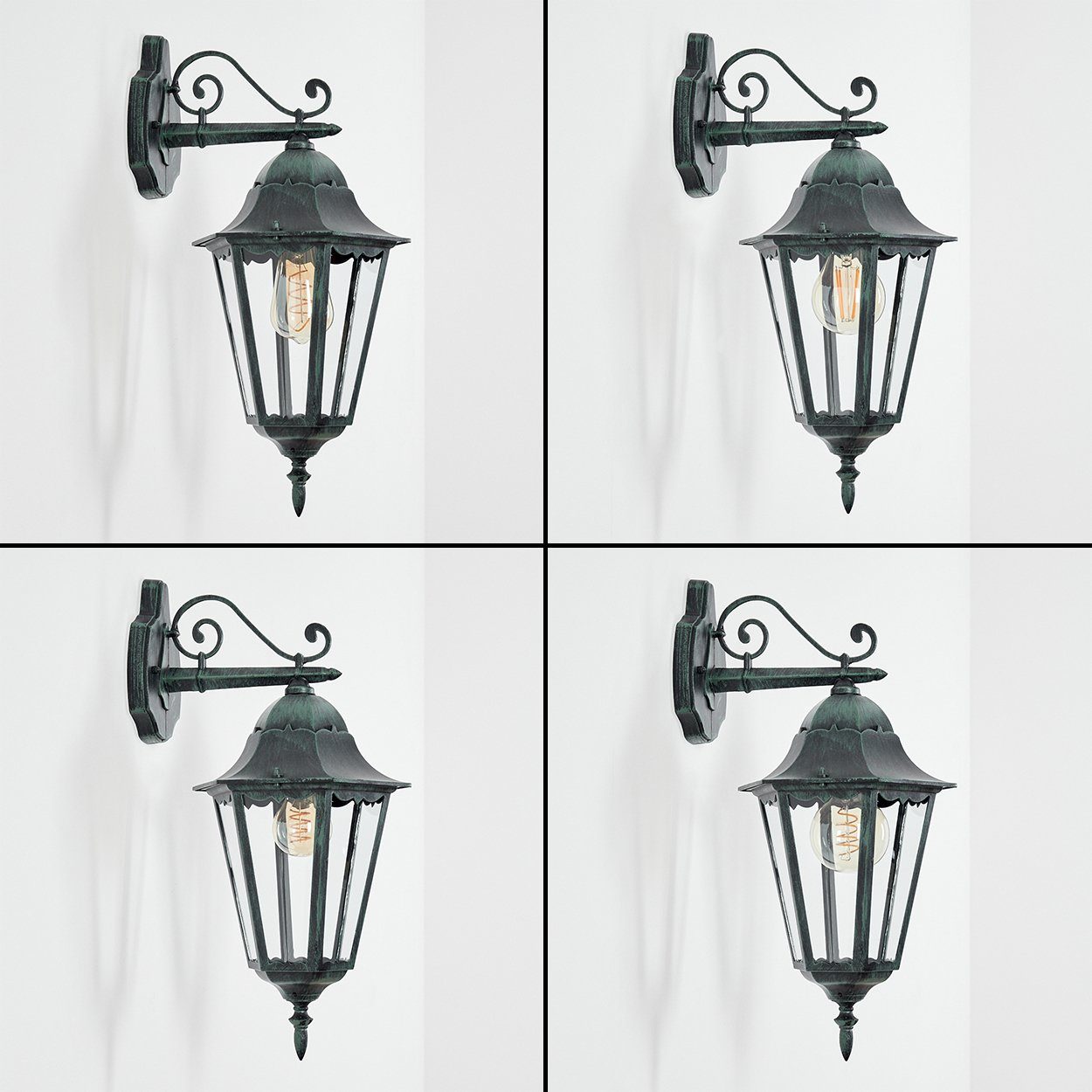 hofstein Außen-Wandleuchte Wandlampe abwärts in antikem Look aus Metall/Glas, ohne Leuchtmittel, Wandleuchte, Außenleuchte für Terrasse/Veranda, E27