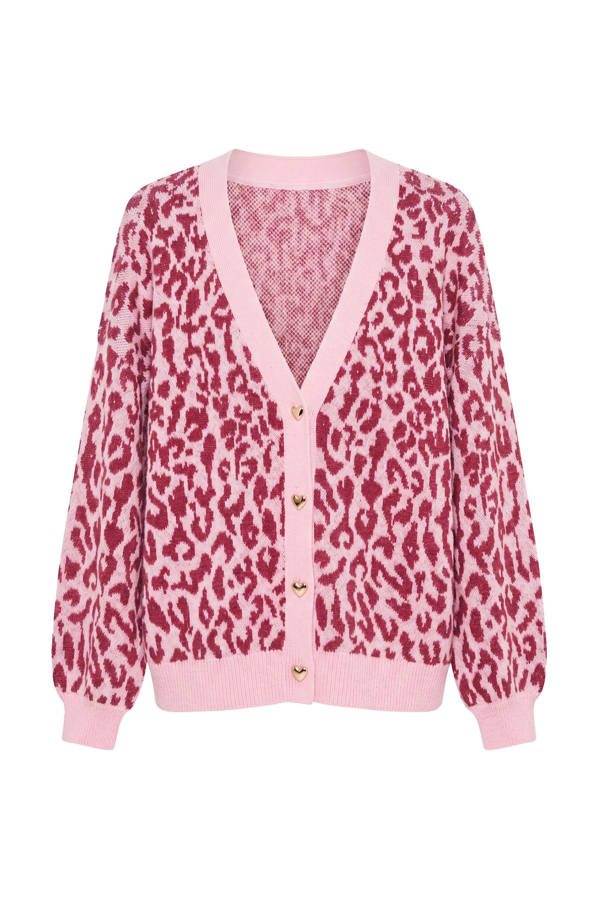 Studio Untold Strickjacke Strickjacke oversized Color Leo Herz-Knöpfe