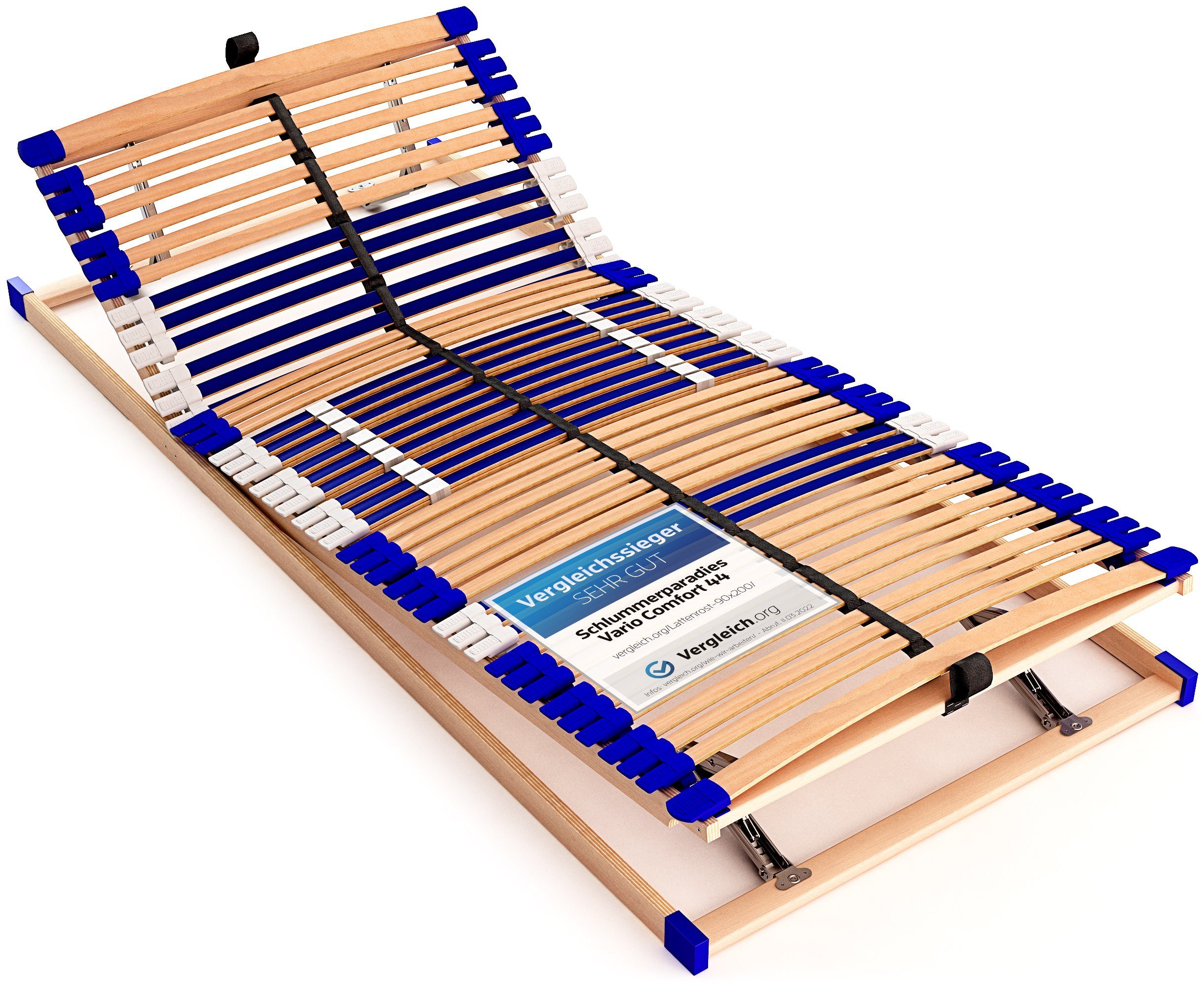 Lattenrost Comfort 44® Vario, Schlummerparadies, Kopfteil manuell verstellbar, Fußteil manuell verstellbar, aus 100% BUCHE, 10 Jahre Garantie, fertig montiert, SCHULTERFRÄSUNG