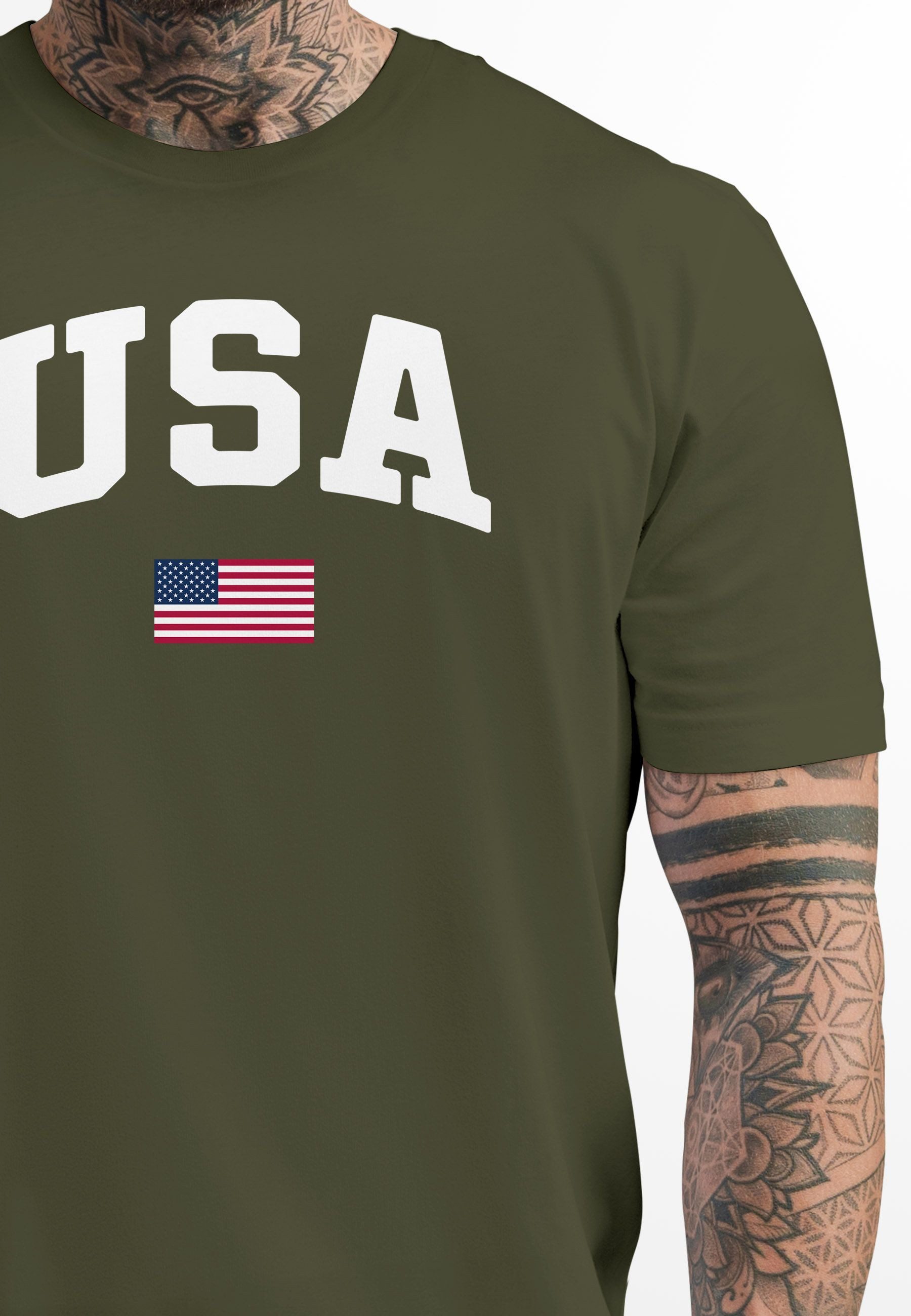 Neverless Print-Shirt Herren T-Shirt USA Schriftzug günstig online kaufen