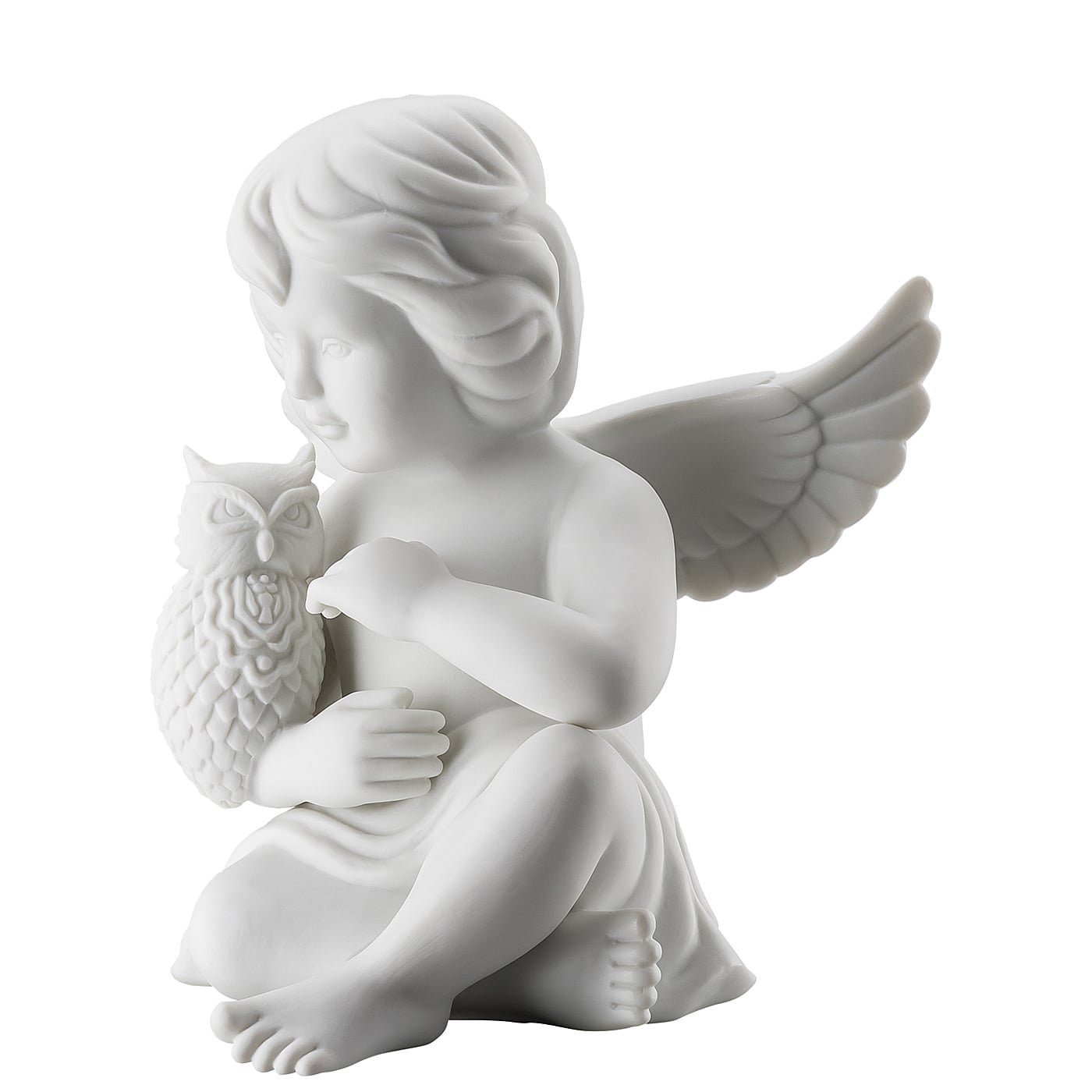 Rosenthal Engelfigur mit Eule Weiß Engel Engel gross matt