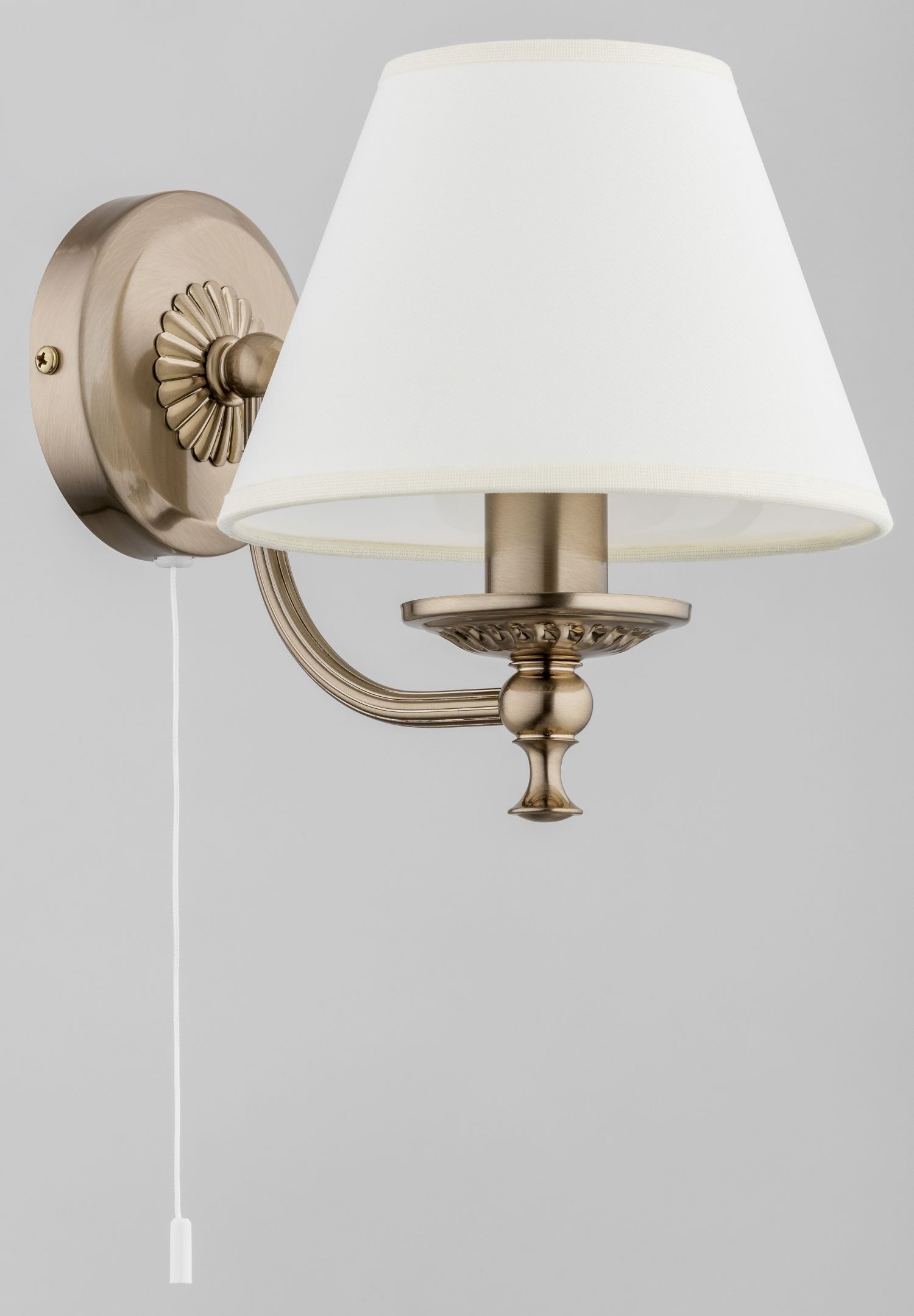 Licht-Erlebnisse Wandleuchte JURIDA, ohne Leuchtmittel, Zugschalter H: 21 cm in Messing Antik Creme E14 Jugendstil