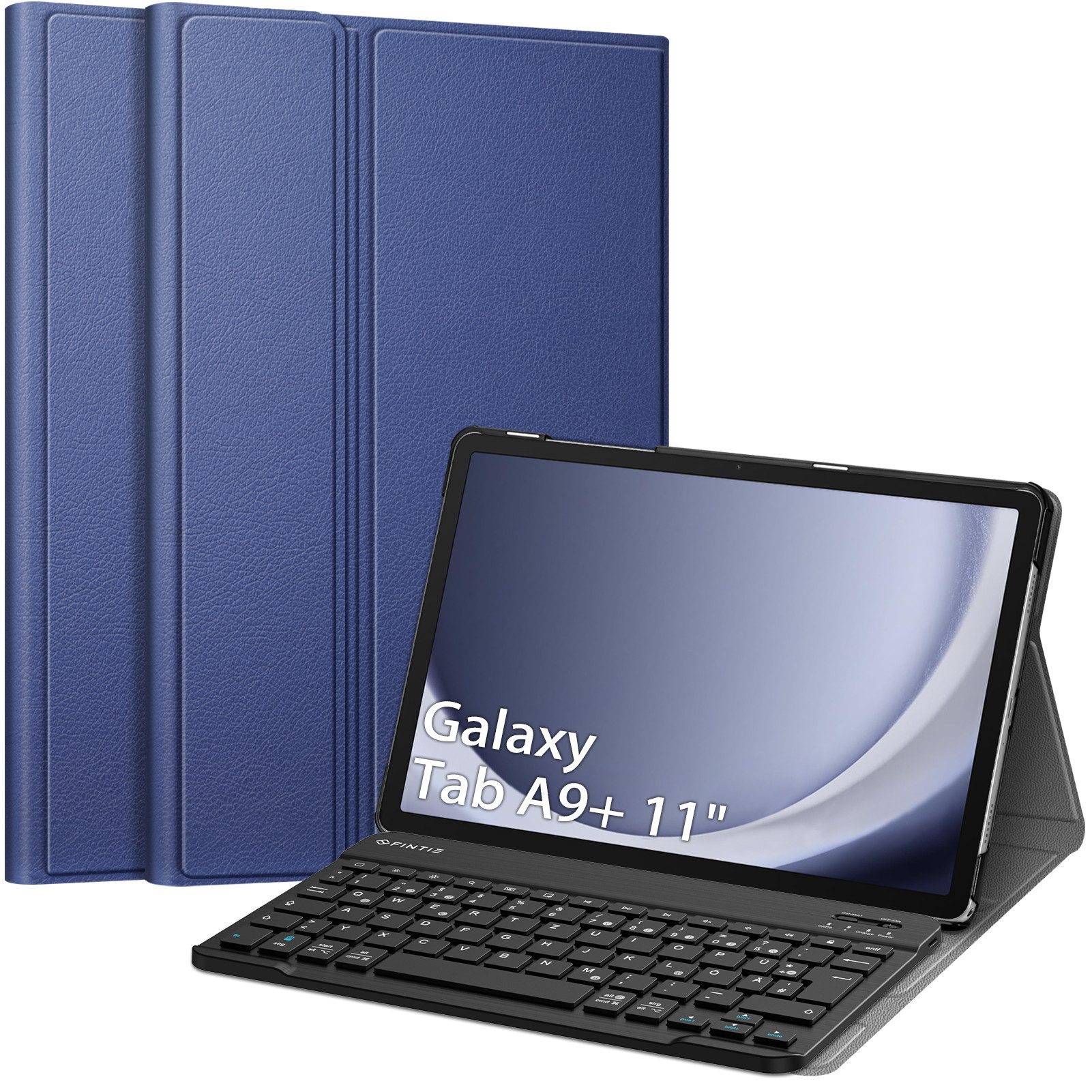 Fintie Tablet-Hülle +Tastatur für Samsung Galaxy Tab A11+ Plus 11" 2025/A9+ Plus 11'' 2023, Keyboard Cover mit Magnetisch Abnehmbarer Deutscher Bluetooth Tastatur