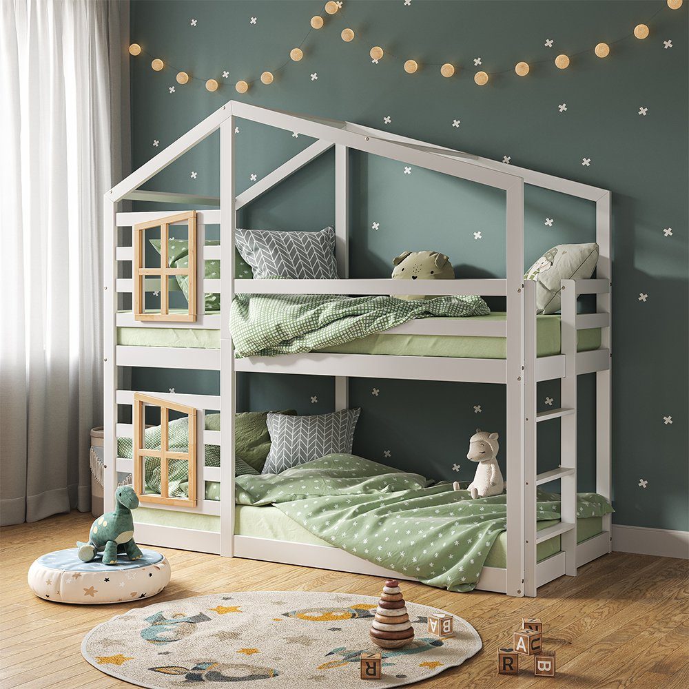 VitaliSpa® Etagenbett Maja, Weiß/Naturholz, 90x200 cm günstig online kaufen