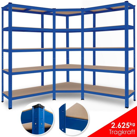 MASKO Standregal, Regalsystem Kombi 3er Set 1 Eckregal & 2 Lagerregale