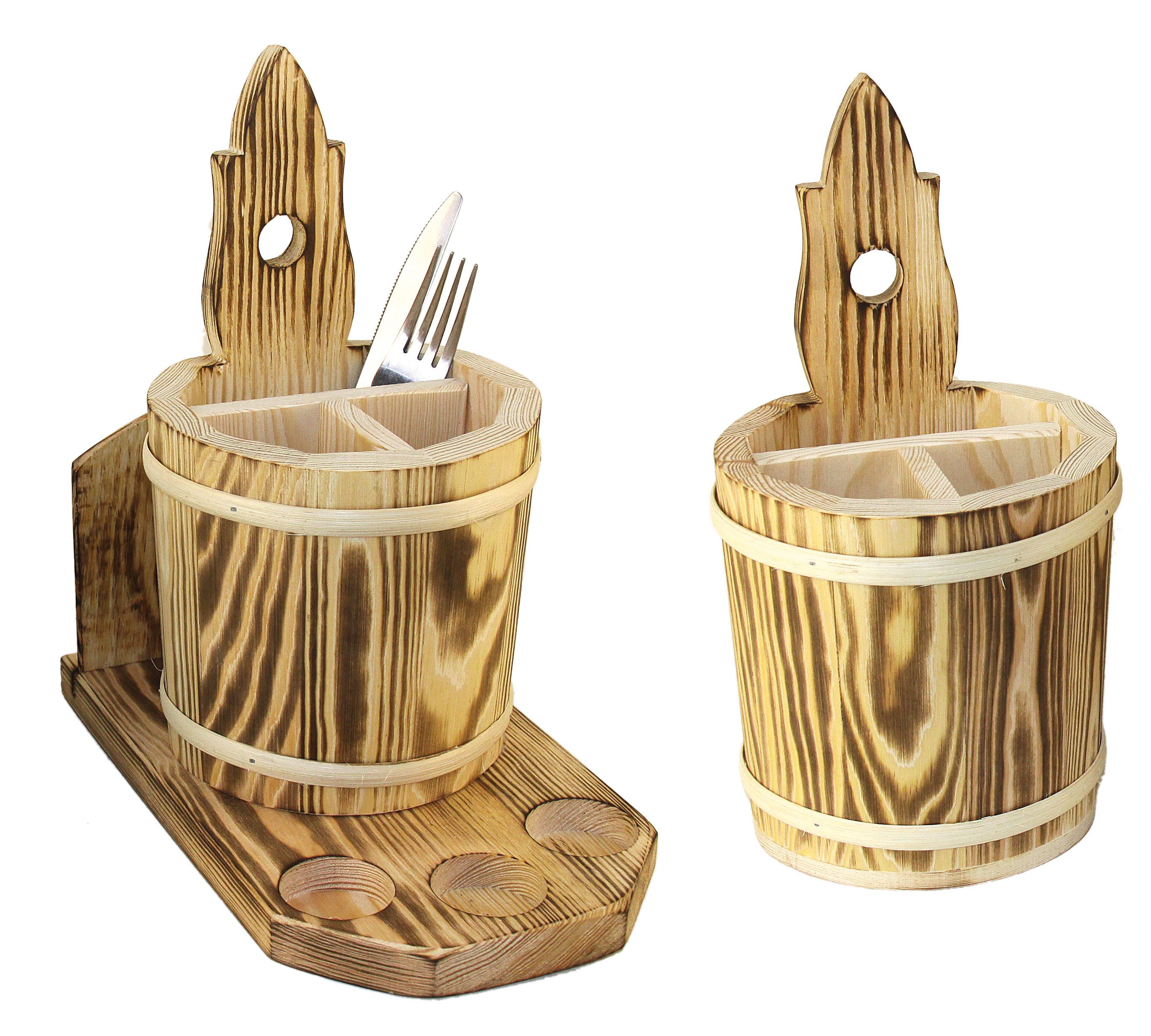 Holzwaren Wasmer Besteckträger Besteckfass geflammt