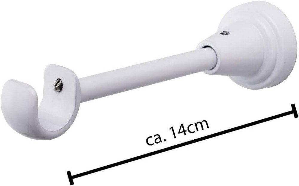 MDEKOR Gardinenstangenhalter für Gardinenstange 19 mm, Wandträger 1-läufig Weiß Glänzend R-TYP