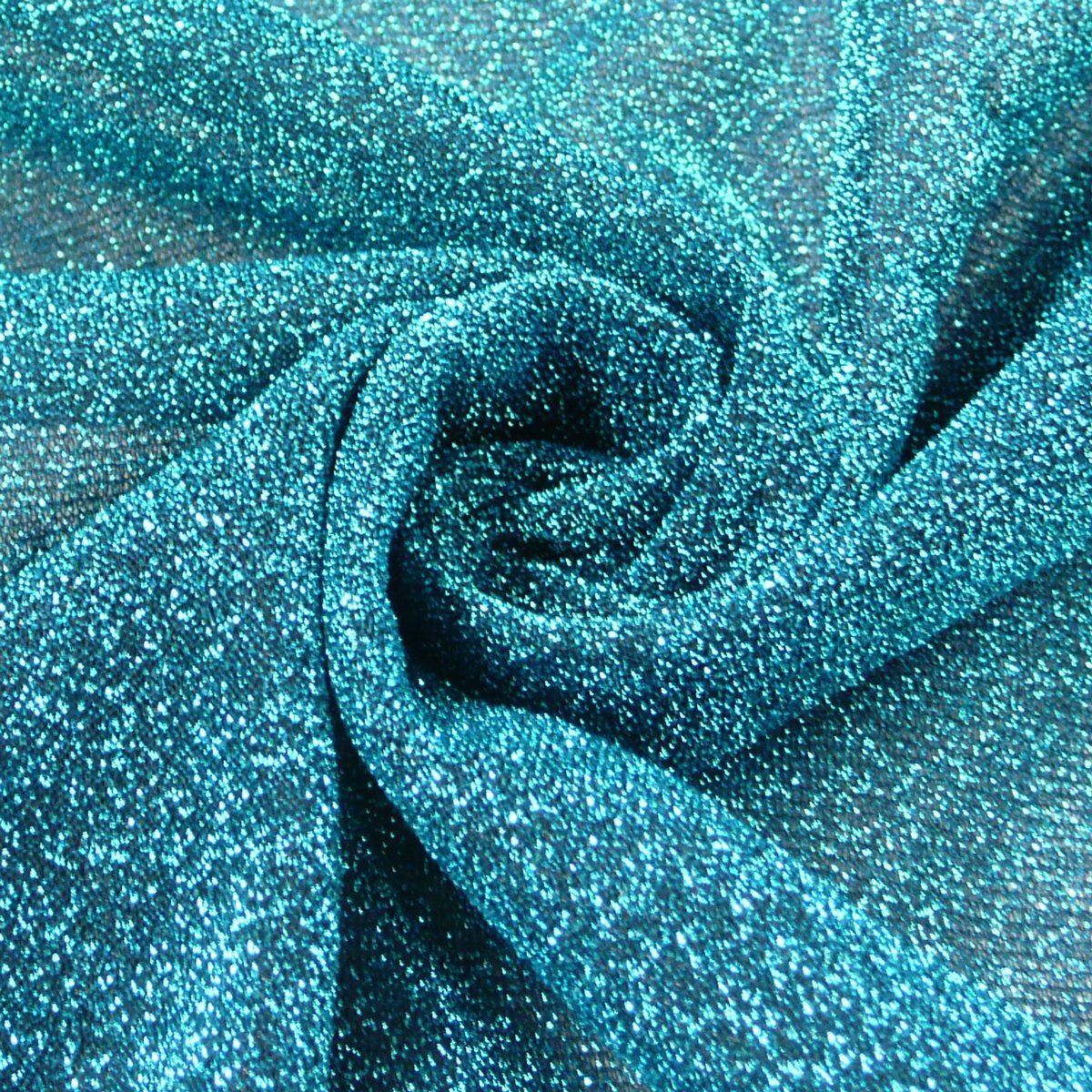 SCHÖNER LEBEN. Stoff Lurexstoff Glitzerstoff Faschingsstoff elastisch Glitzer türkis, mit Metallic-Effekt