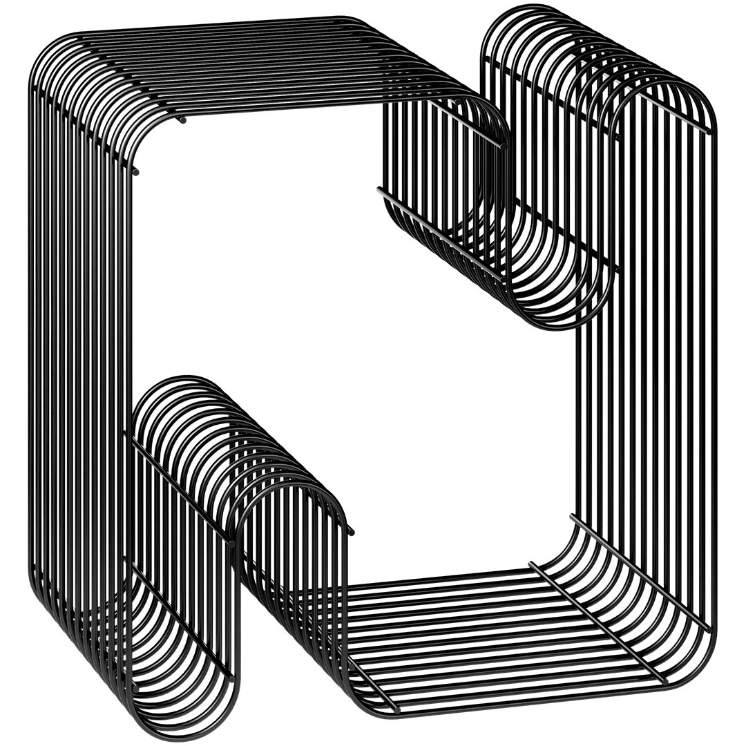 skølm Beistelltisch Modi als Hocker und Bücherregal nutzbar (schwarz), aus Metall, pulverbeschichtet, Ablageregal mit offenem Gitter-Design