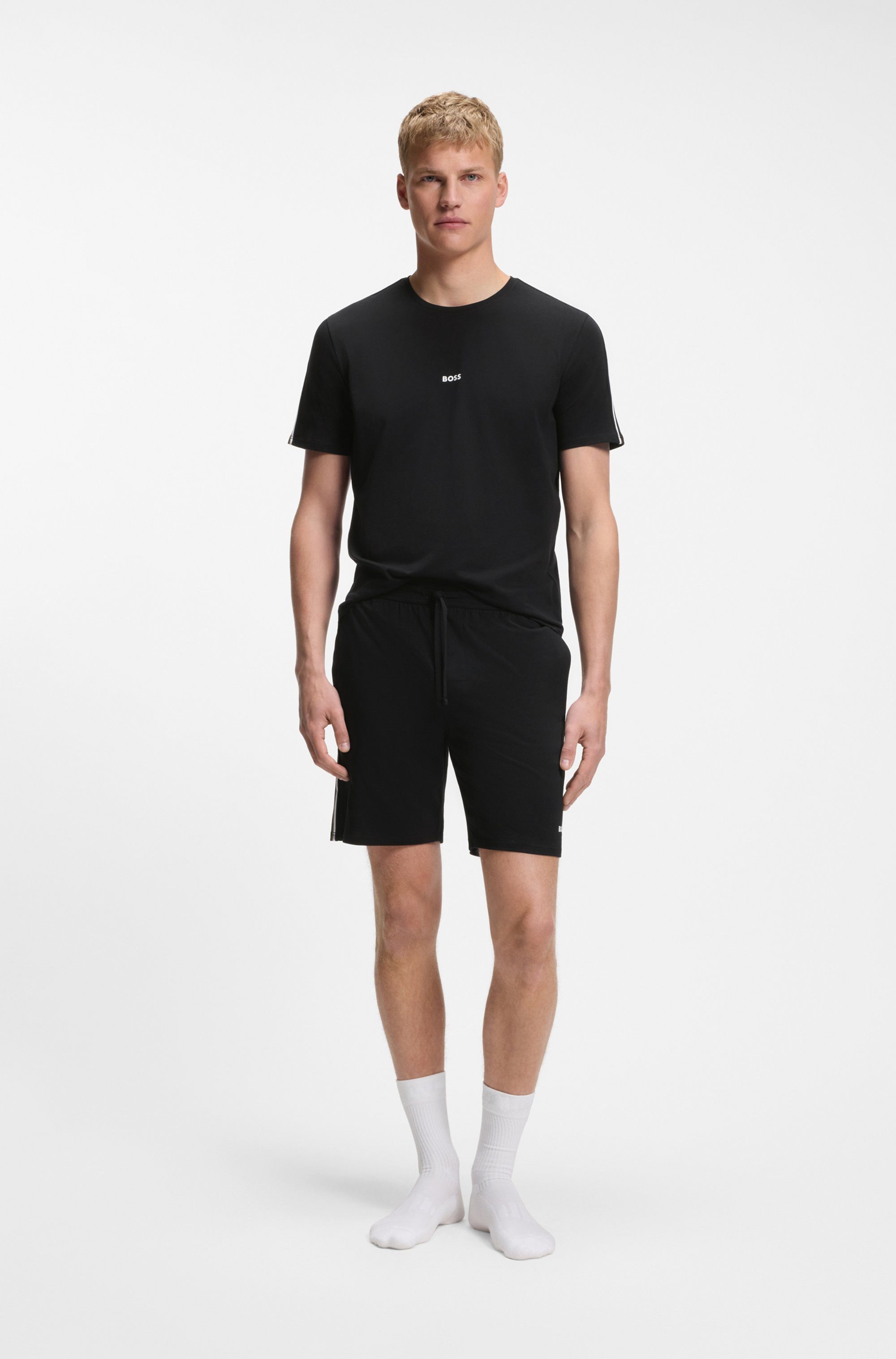 BOSS T-Shirt Unique aus elastischer Baumwolle mit Tape-Details, regular fit