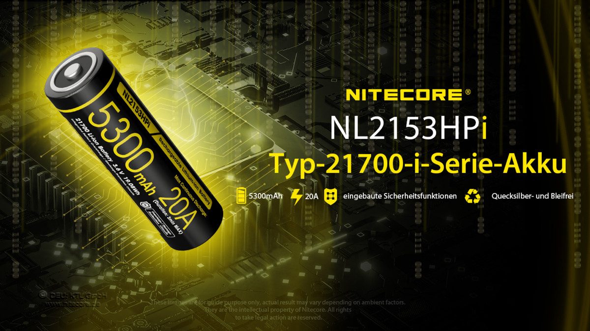 Nitecore Typ 21700 Akku NL2153HPi geschützt 5300 mAh -für hohe Ströme Akku (1 St)