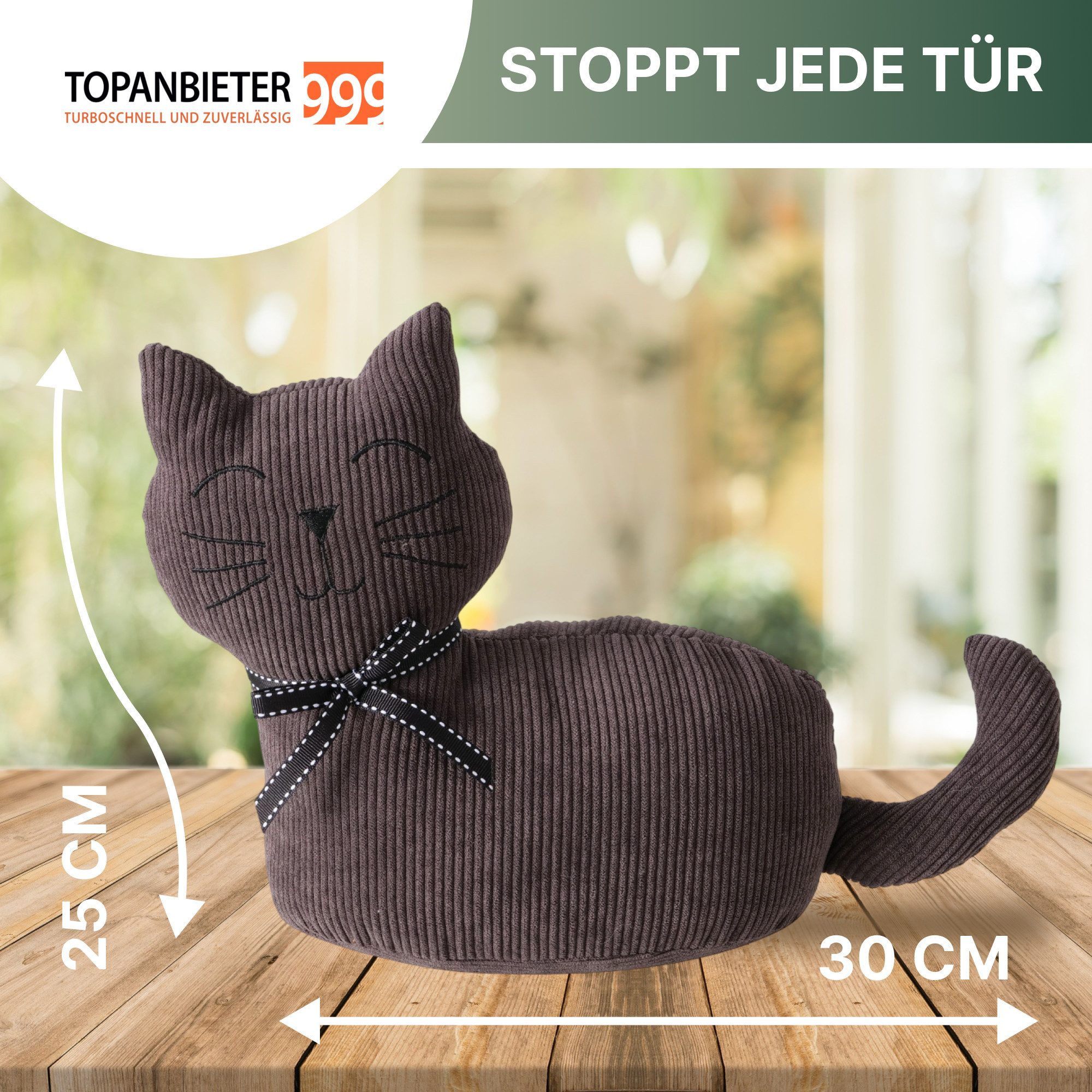Topanbieter999 Türstopper Tiere in verschiedenen Ausführungen (2er Set), Katze dunkelbraun und hellgrau – Bild 5 von 5