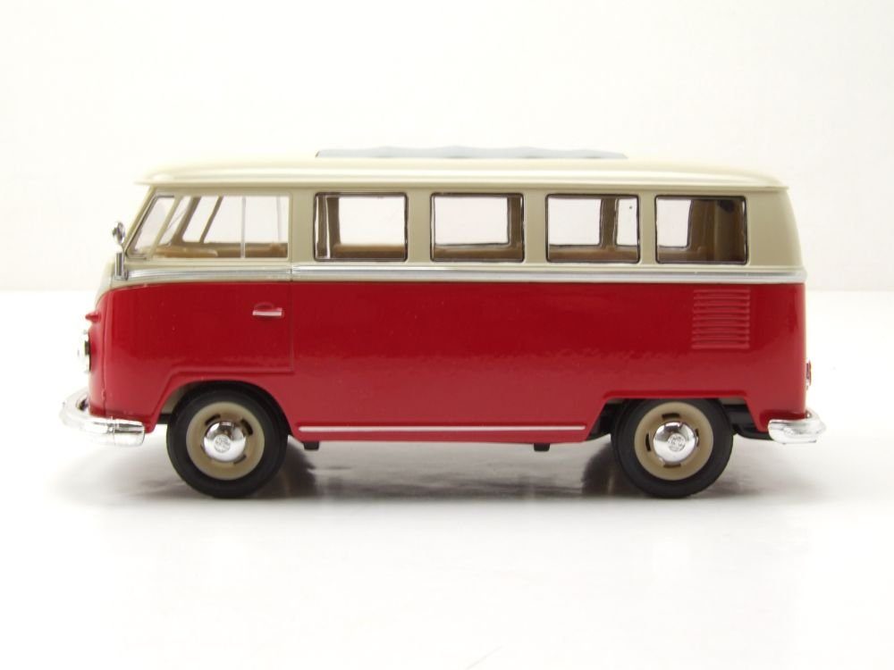 Welly Modellauto VW Classical Bus T1 1962 rot weiß, Maßstab 1:24
