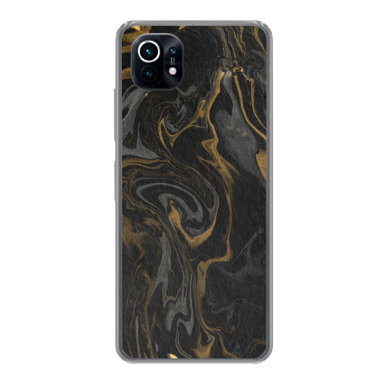 MuchoWow Handyhülle für Xiaomi Mi 11 Marmor - Textur - Grau - Gold - Marmoroptik - Luxus, Phone Case, Silikon, Schutzhülle Dünn