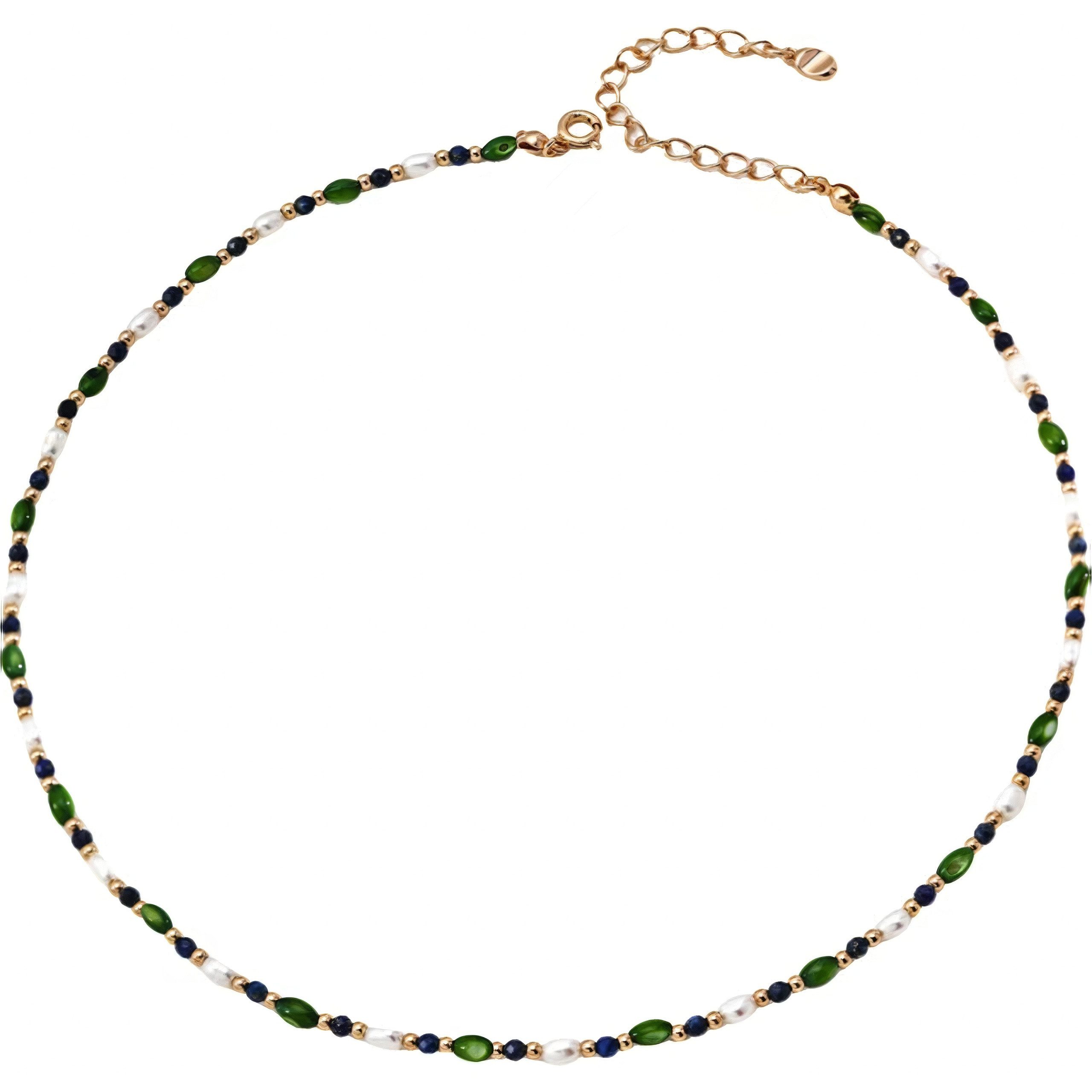 Jumpeak Silberkette Silberkette, Damenkette, Perlenkette, Lapislazuli-Kette günstig online kaufen