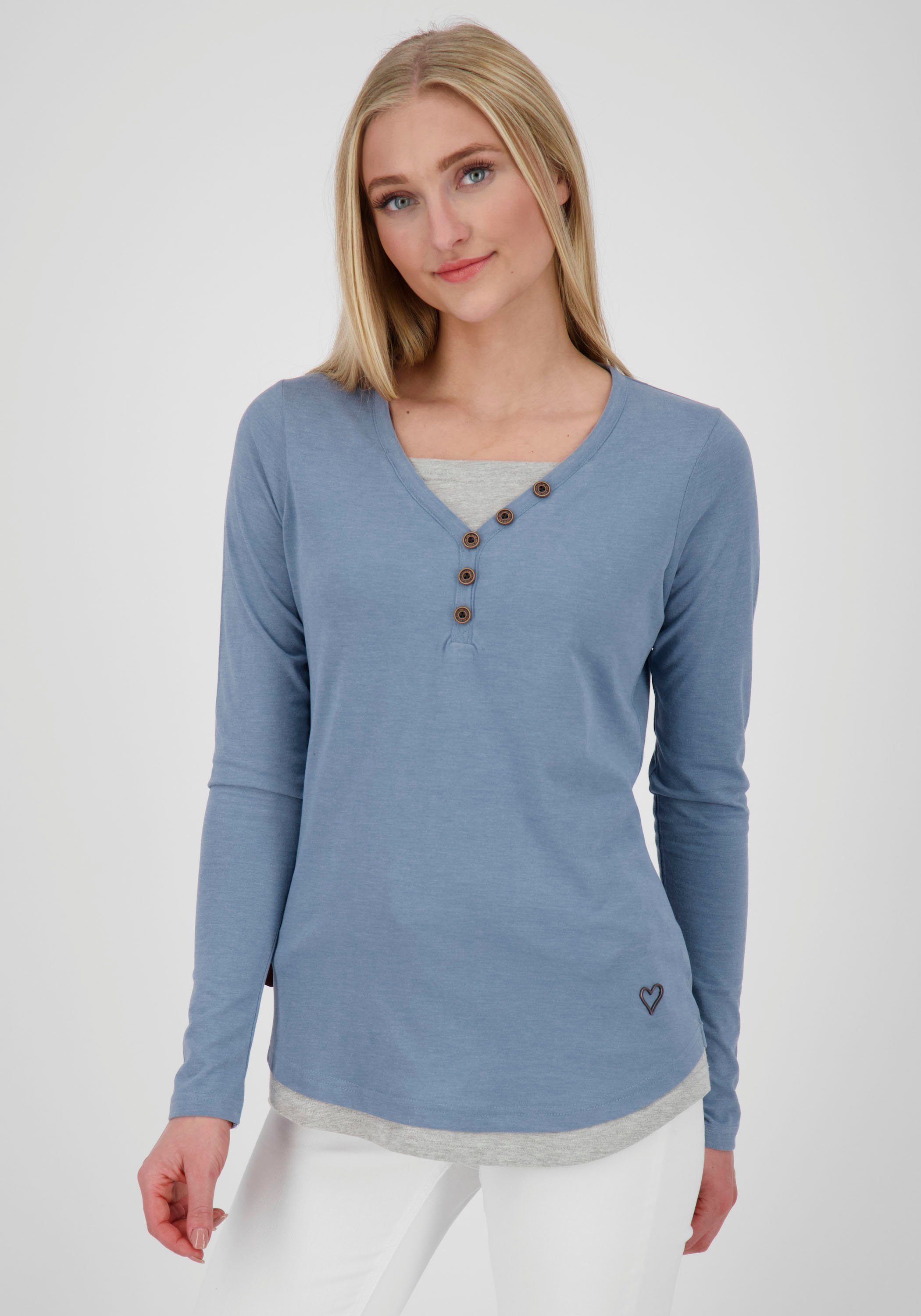 Alife & Kickin T-Shirt LelitaAK A feminines Longsleeve im 2-in-1-Look blue