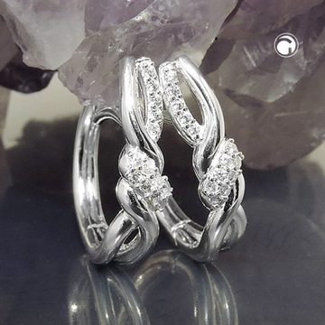 unbespielt Paar Creolen Ohrringe Unendlichkeitszeichen mit Zirkonias 925 Silber 14 x 5 mm, Silberschmuck für Damen