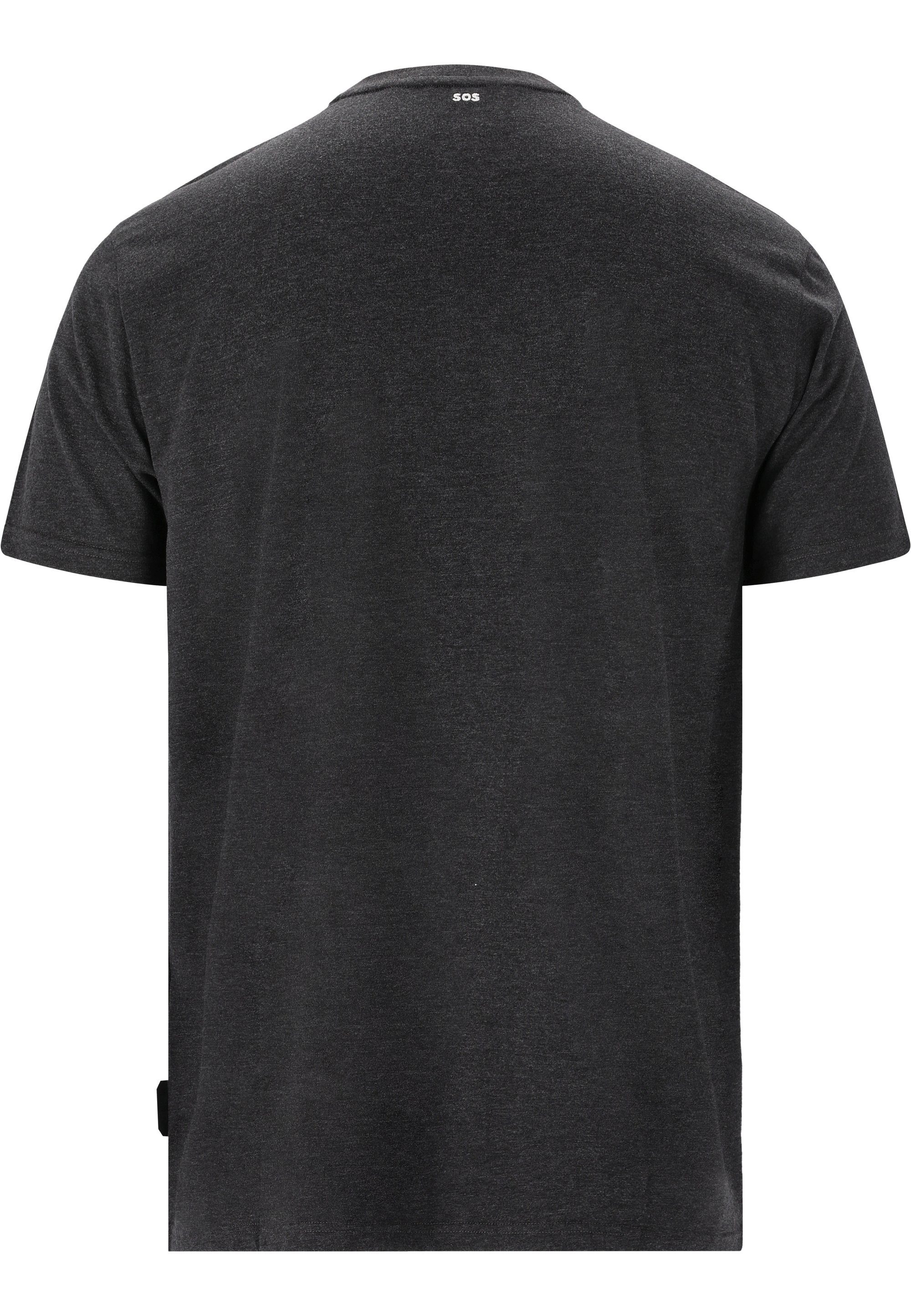 SOS (1-tlg) der Kobla Markenlogo auf Front mit dunkelgrau aufgesticktem T-Shirt