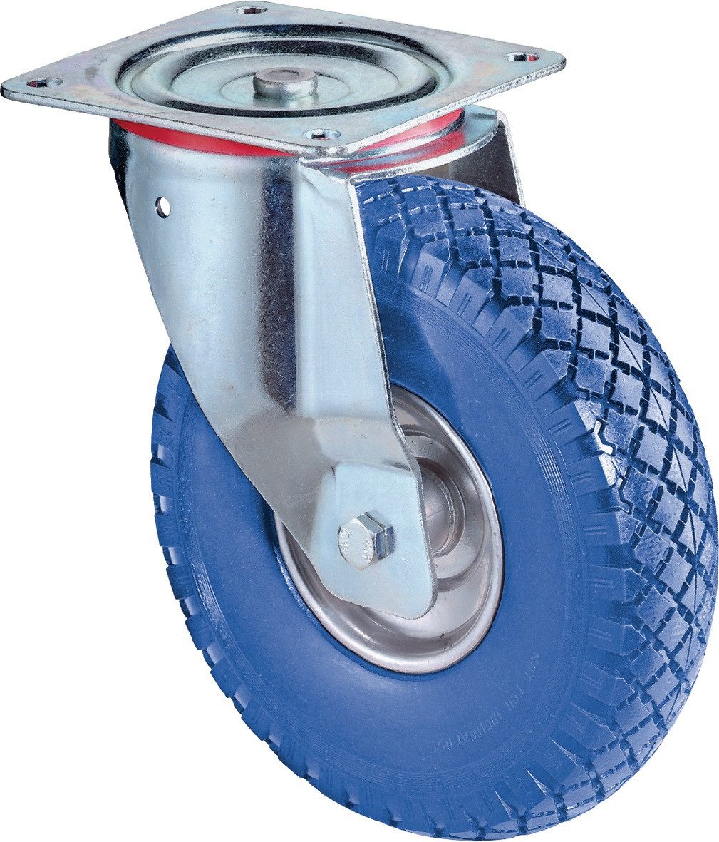 BS ROLLEN Schwerlastrolle Lenkrolle D.260mm Trgf.160kg m.Platte Radkörper STA PU blau BS ROLLEN