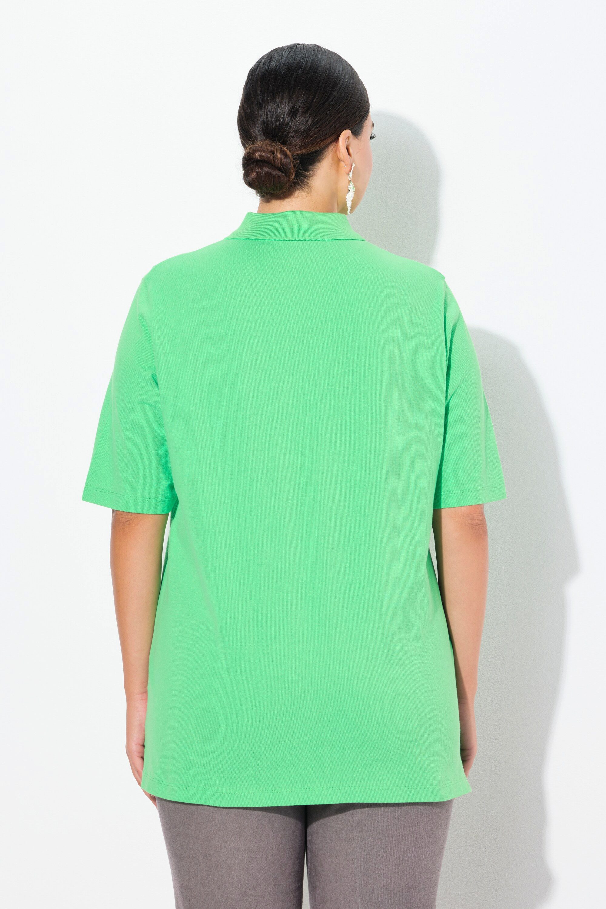 Ulla Popken Poloshirt Poloshirt T-Shirt mit Samtband-Knopfleiste