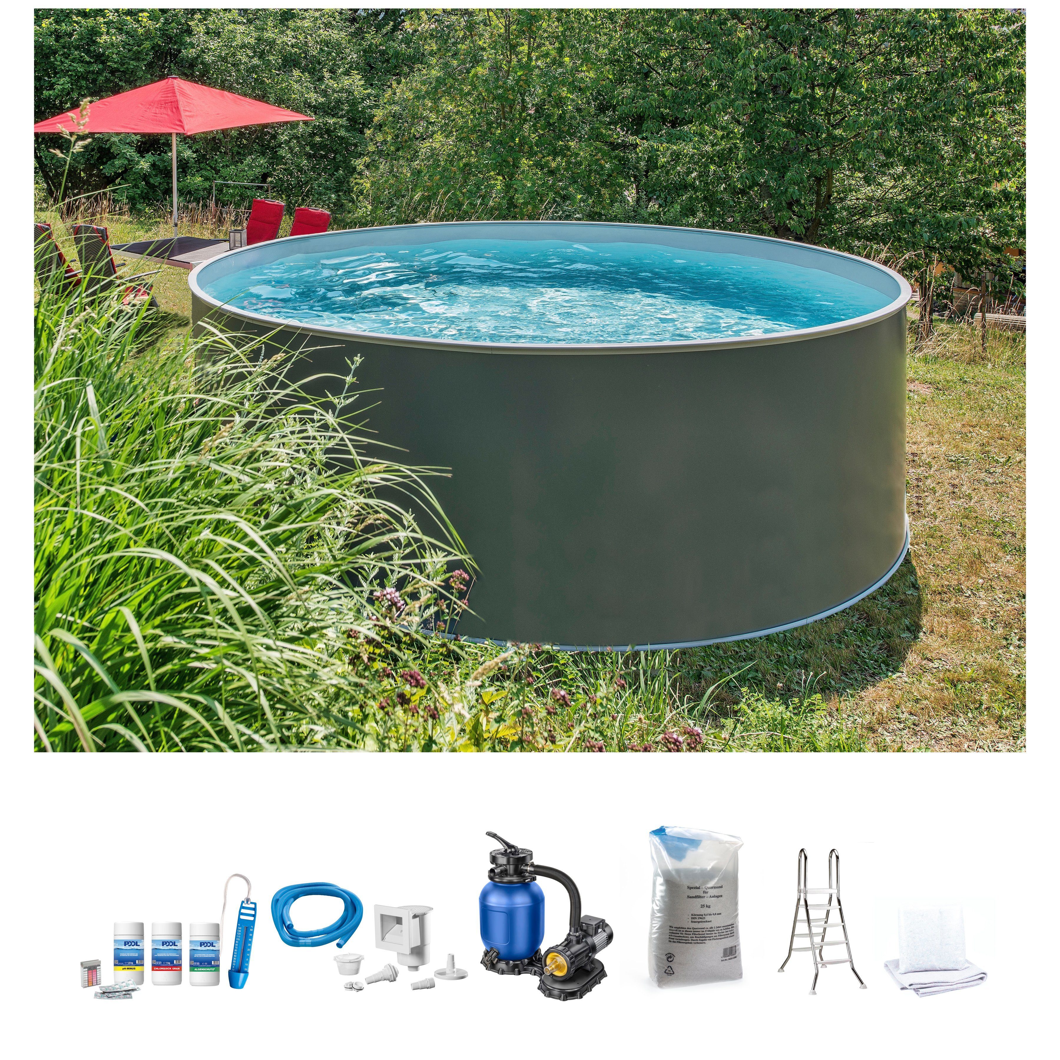 KONIFERA Rundpool NIZZA 3 (Komplett-Set, 7-tlg), zum Aufstellen, in verschiedene Größen verfügbar