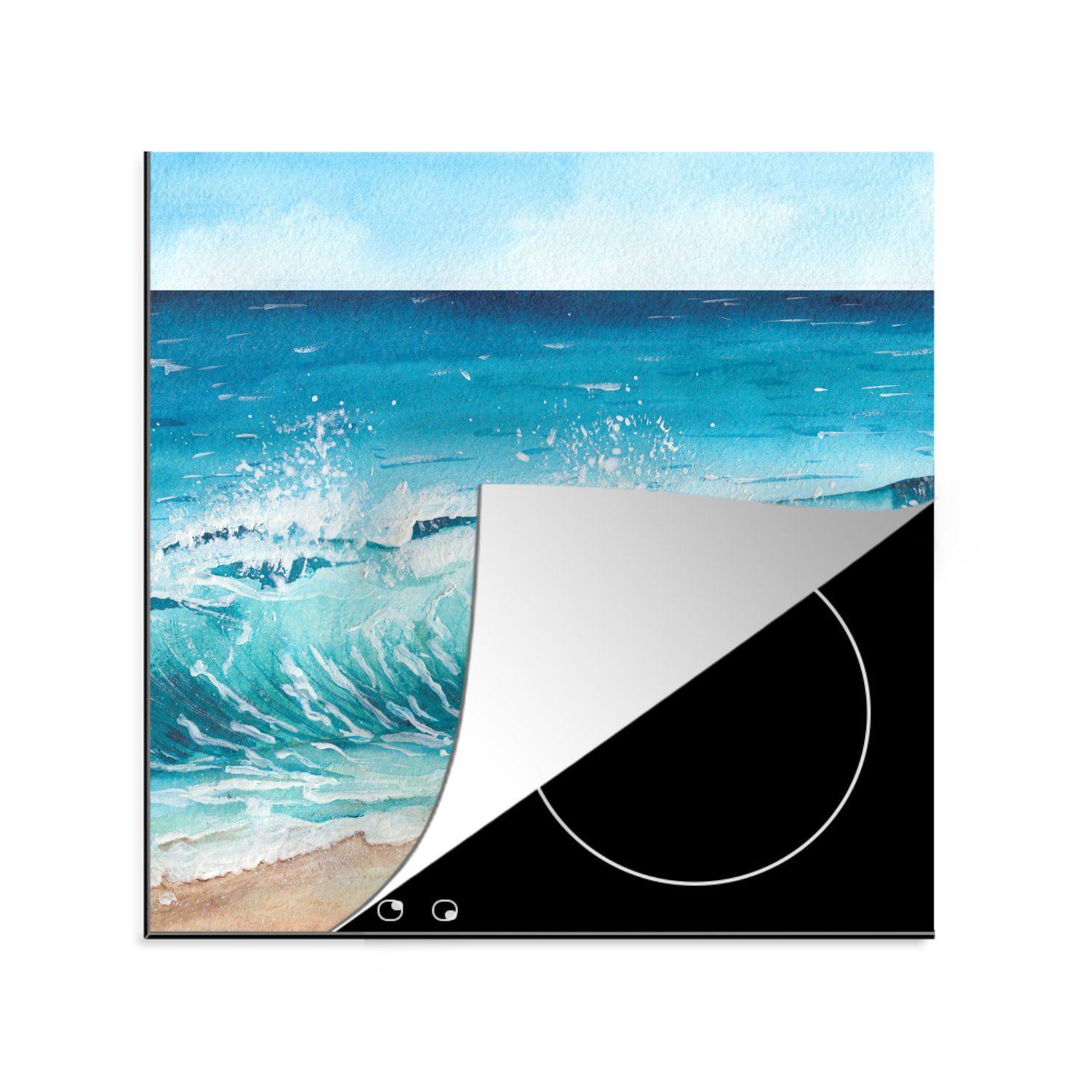 Golf cm, für Strand Herdblende-/Abdeckplatte küche (1 MuchoWow Aquarell, tlg), Vinyl, - 78x78 Ceranfeldabdeckung, - Arbeitsplatte