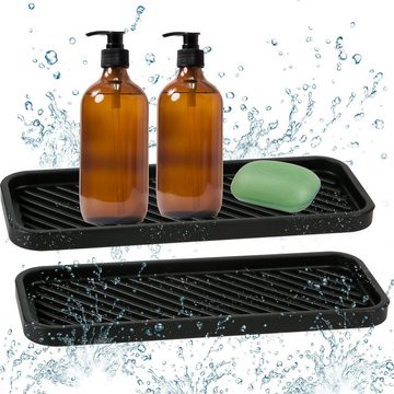 Fivejoy Abtropfmatte Silikon Seifenschalen 2 Stück, Zubehör für Abtropfmatte Küche, Wasserhahn Matte Spülbecken Organizer