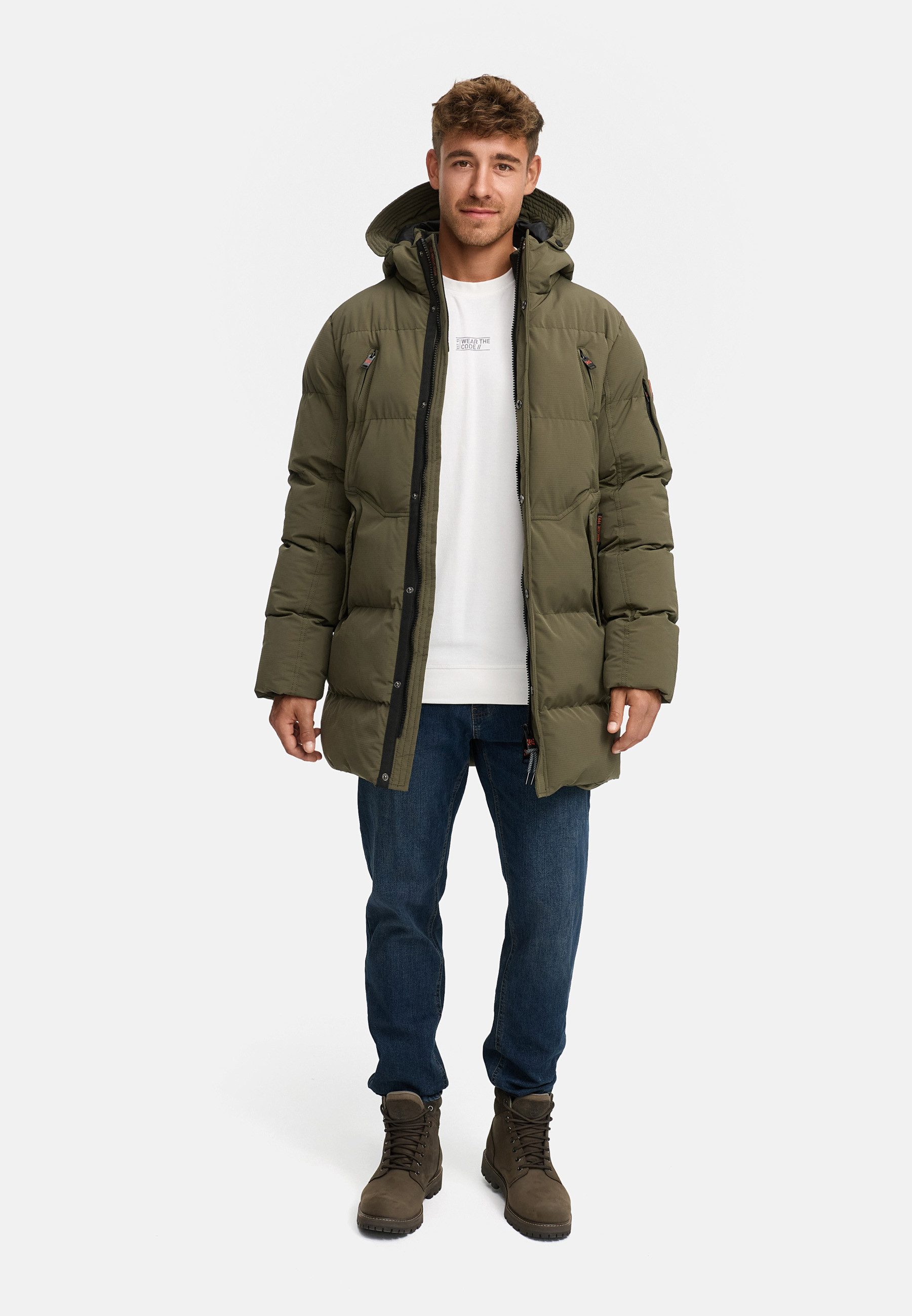 Indicode Winterjacke Herren INBoulton Jacke Winter Herrenjacke mit Kapuze und Taschen