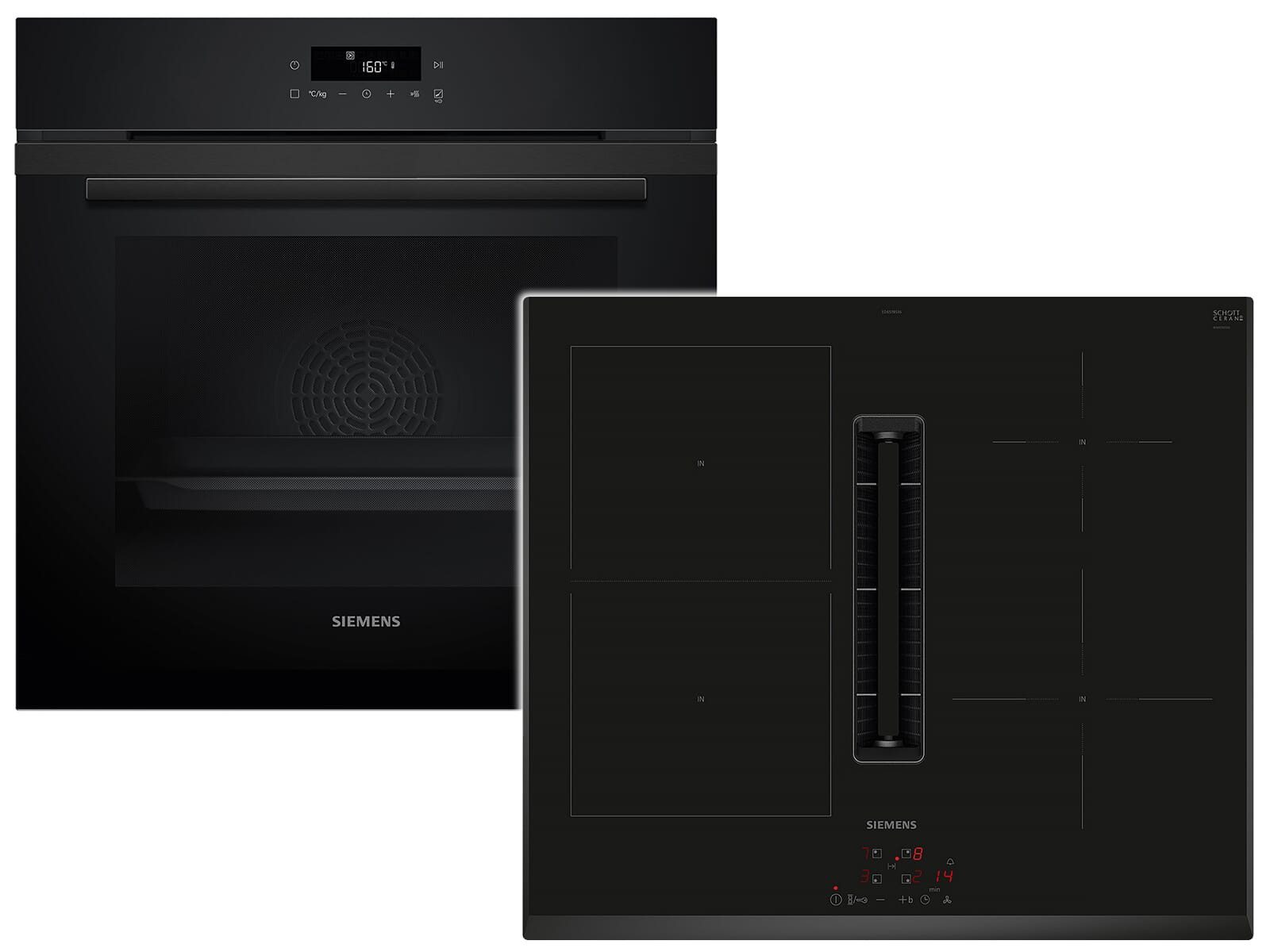 SIEMENS Backofen-Set, mit Teleskopauszug nachrüstbar, Pyrolyse-Selbstreinigung, Powerboost-Funktion, Timer