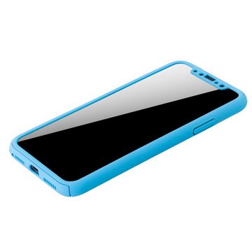 König Design Handyhülle Apple iPhone X, Apple iPhone X / iPhone XS Handyhülle 360 Grad Schutz Full Cover Blau