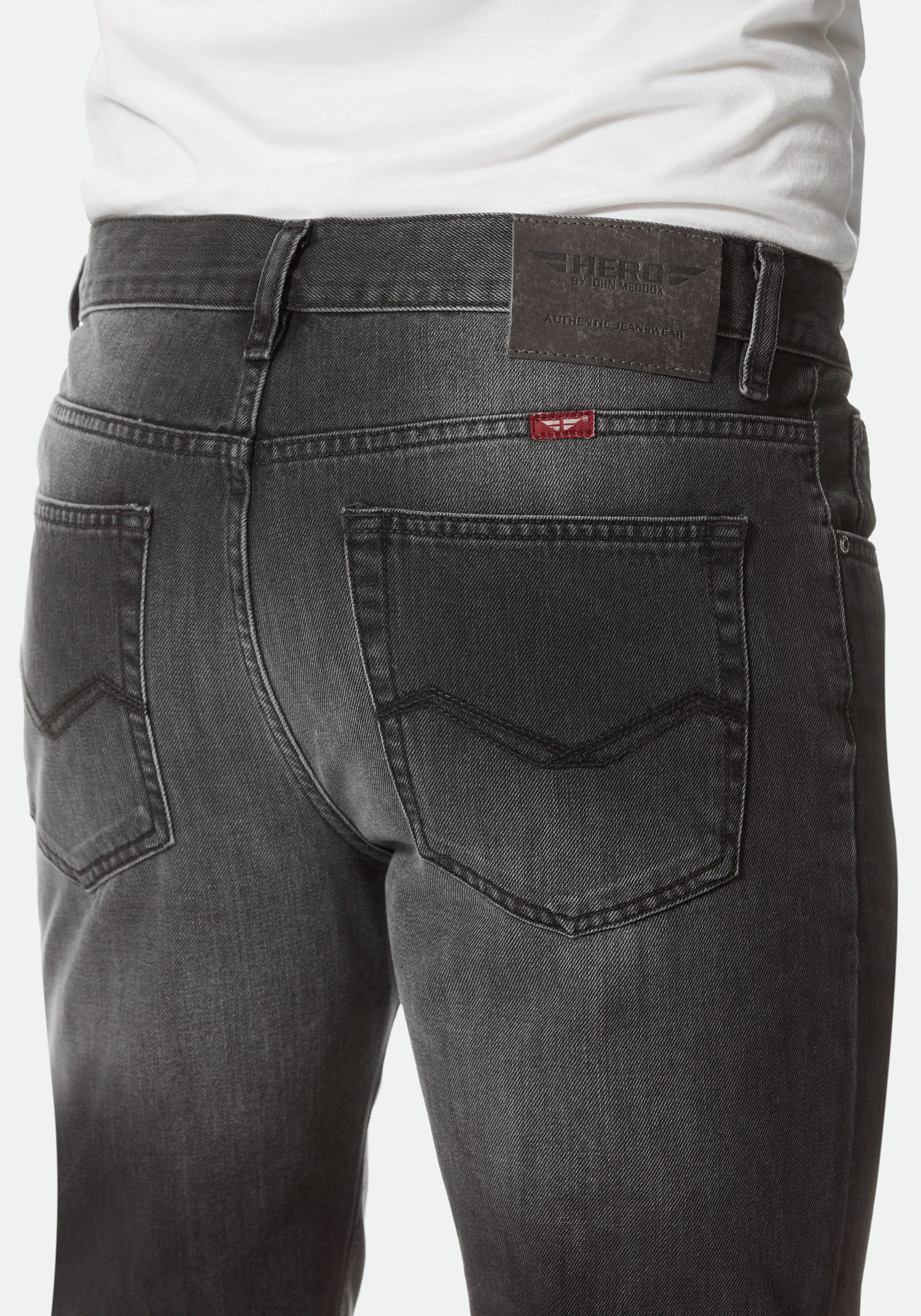 HERO by John Medoox 5-Pocket-Jeans Denver Regular Straight Stretch Jeans Straight Fit Casual Clean Wash Denim Jeans für Herren