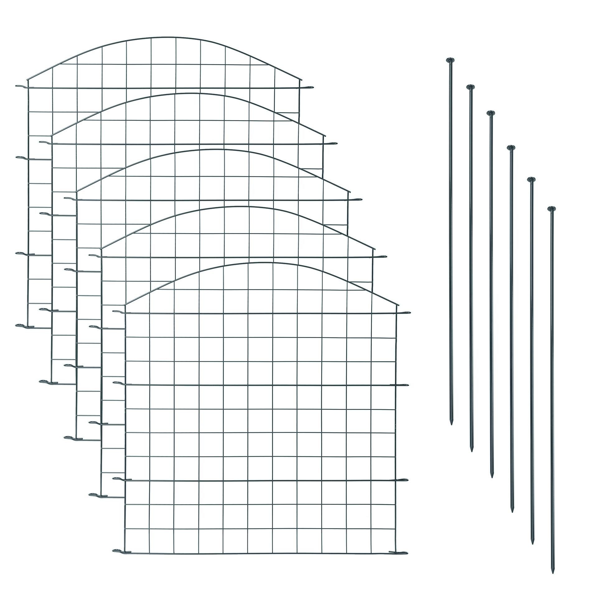 ESTEXO Gartenzaun Teichzaun Oberbogen 11tlg Set Zaun 5 Elemente Gitterzaun Anthrazit