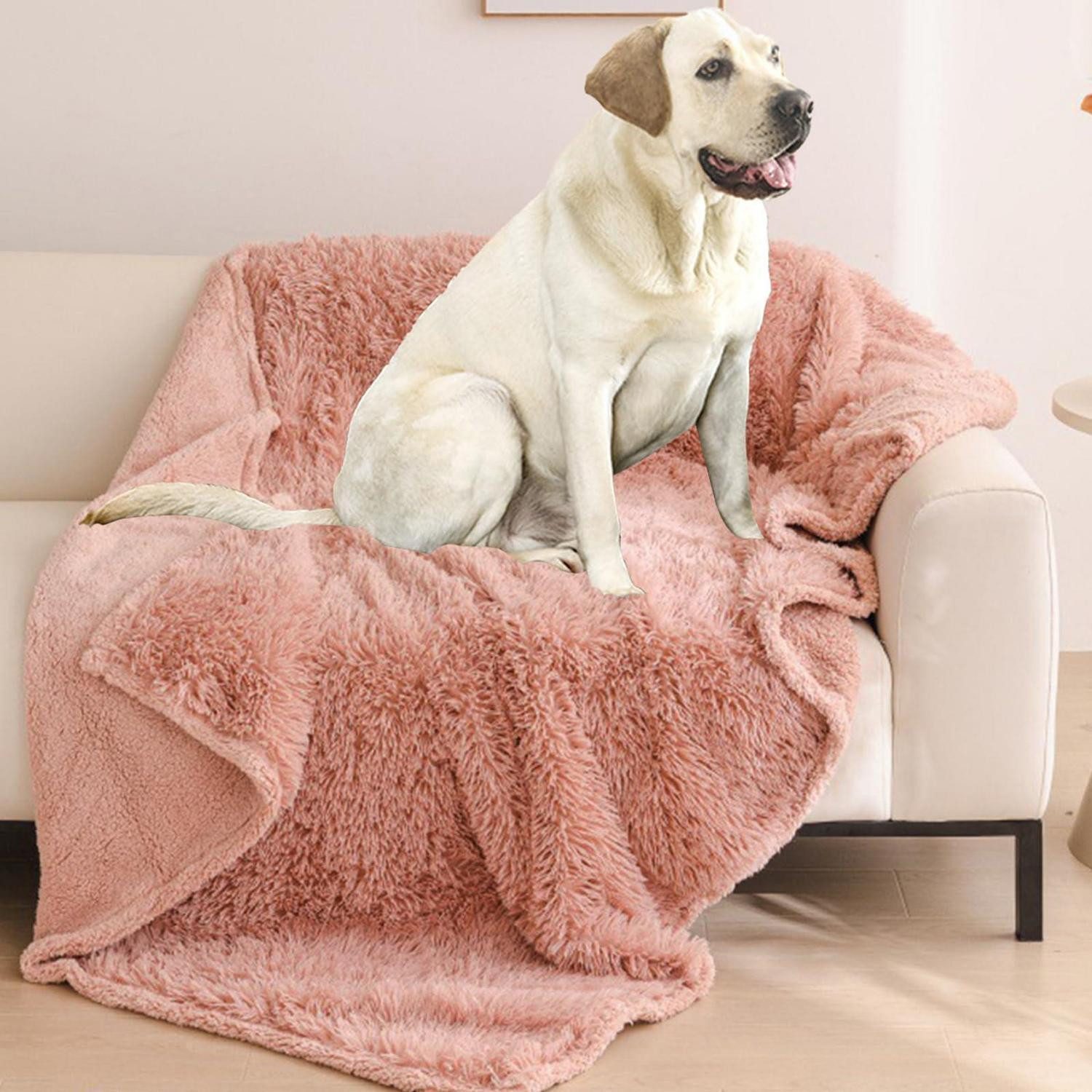 LuxusKollektion Tierdecke Hundedecke Grau Rosa 100x120cm