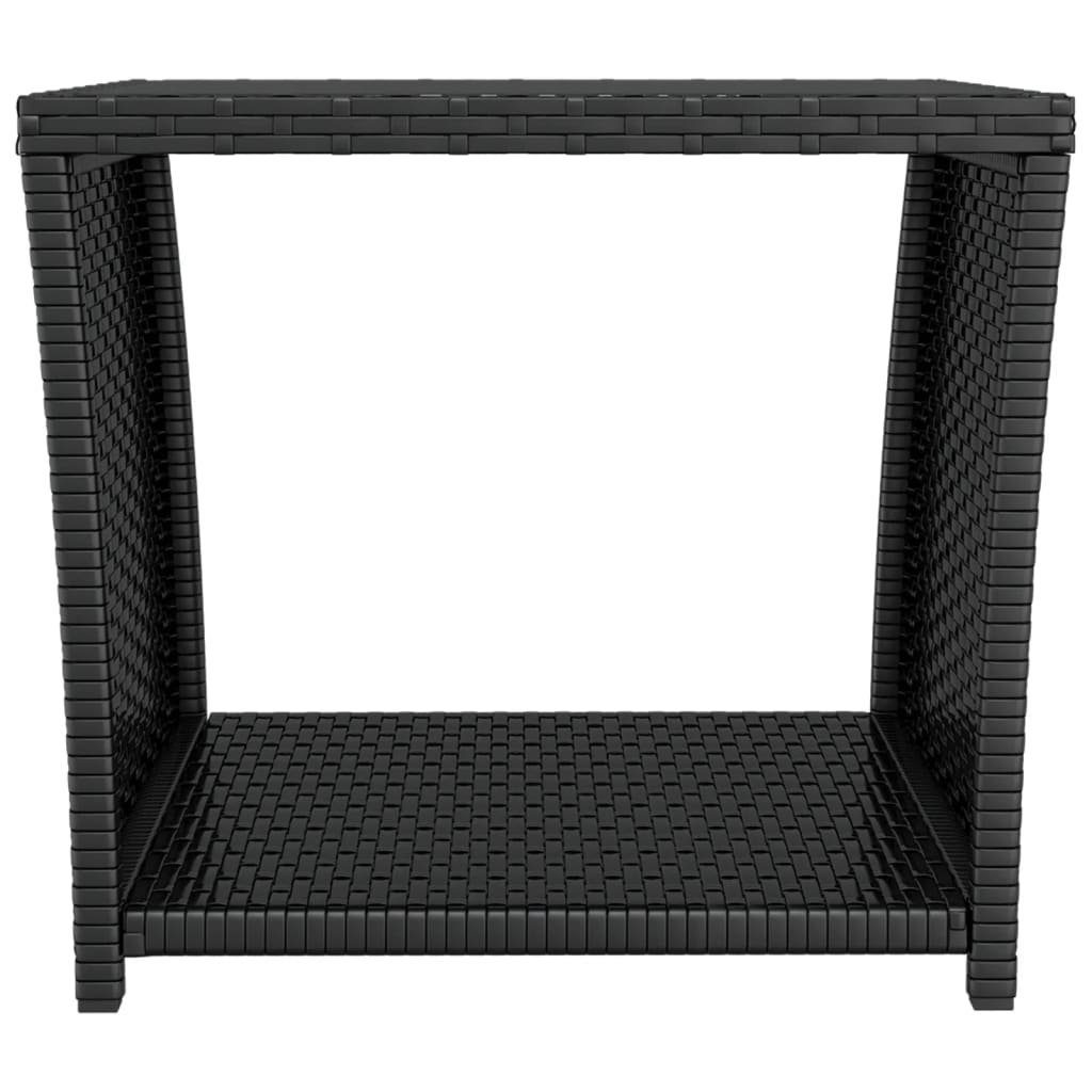vidaXL Gartentisch Beistelltisch mit Glasplatte Schwarz günstig online kaufen