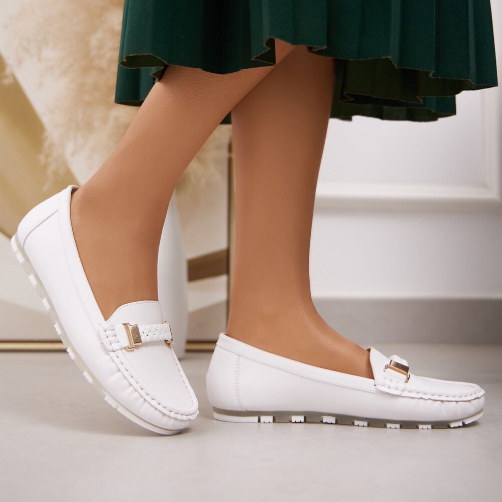 Ital-Design Eleganter Slipper – Bequeme Alltagsschuhe für Damen Slipper (89368807) Flach Mokassins in Weiß