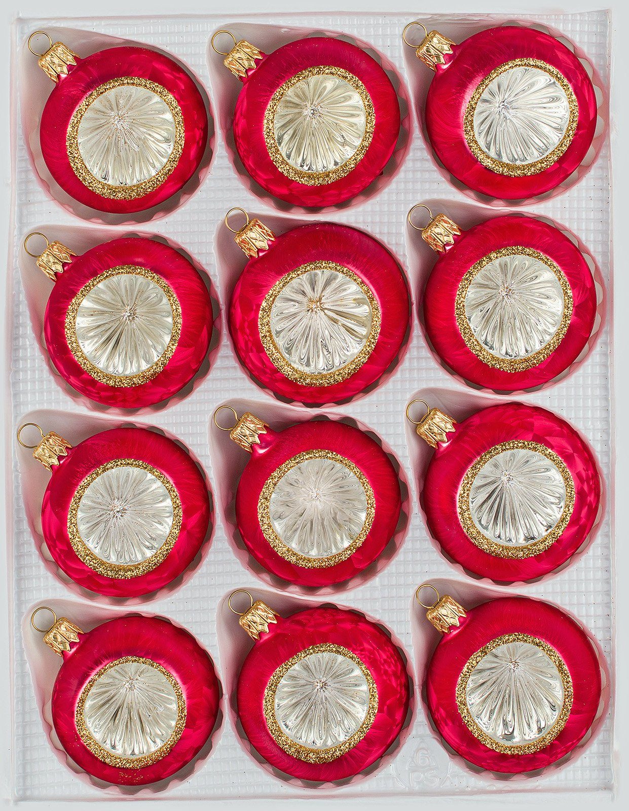 Rot Gold" Navidacio Glas-Weihnachtskugeln "Vintage Ice 12 tlg. Weihnachtsbaumkugel Set in