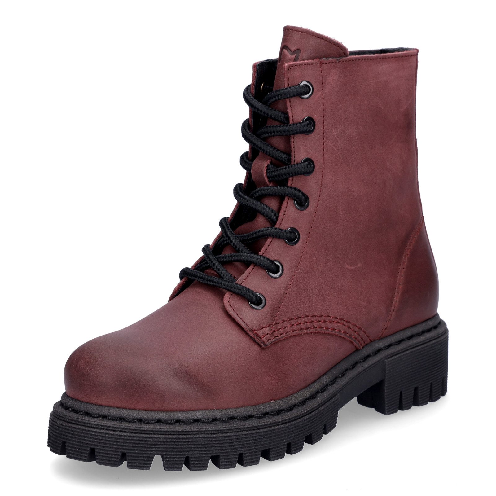 MIDS MISHA Damen Schnürboots Bordeaux, gewachstes Vollnarbenleder mit Velour-Innenfutter
