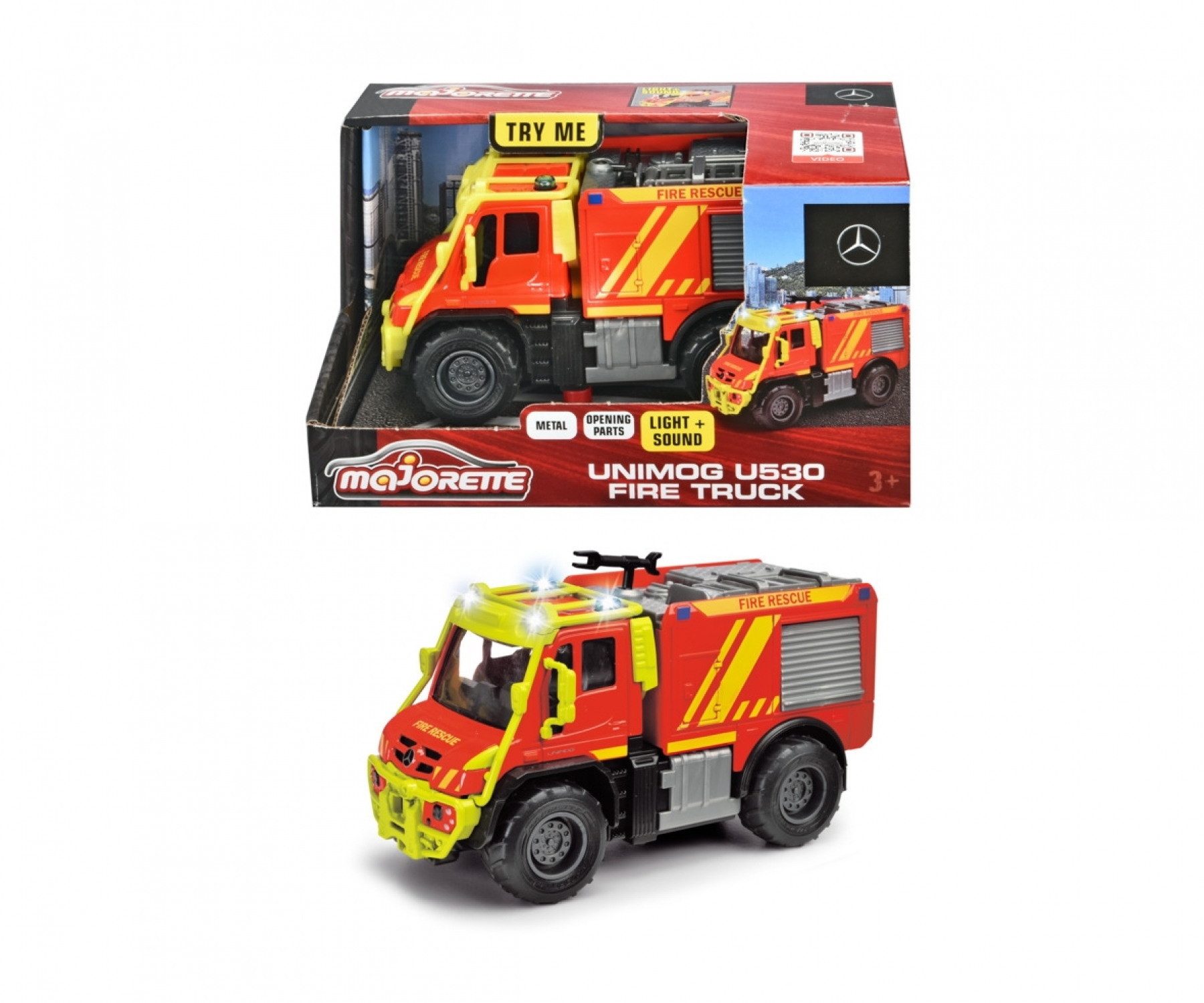 majORETTE Spielzeug-Auto Majorette Spielzeugauto Feuerwehr Unimog U530 Fire Truck 213712003