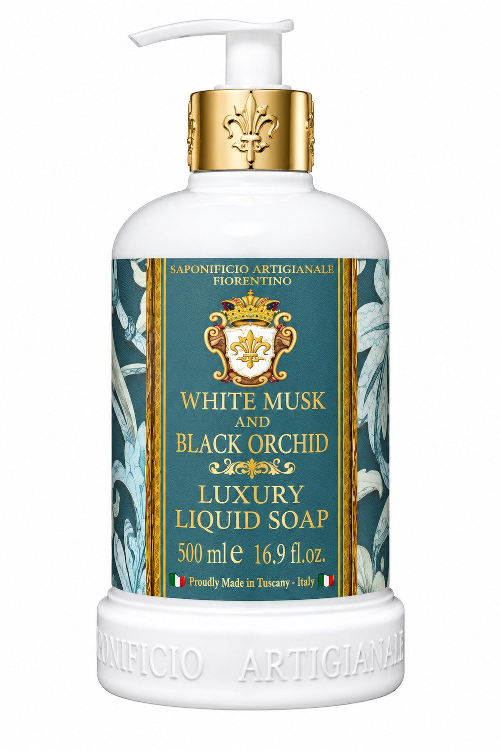 Saponificio Artigianale Fiorentino Handseife White Musk & Black Orchid, 1-tlg., Italienische Luxus-Flüssigseife 500 ml