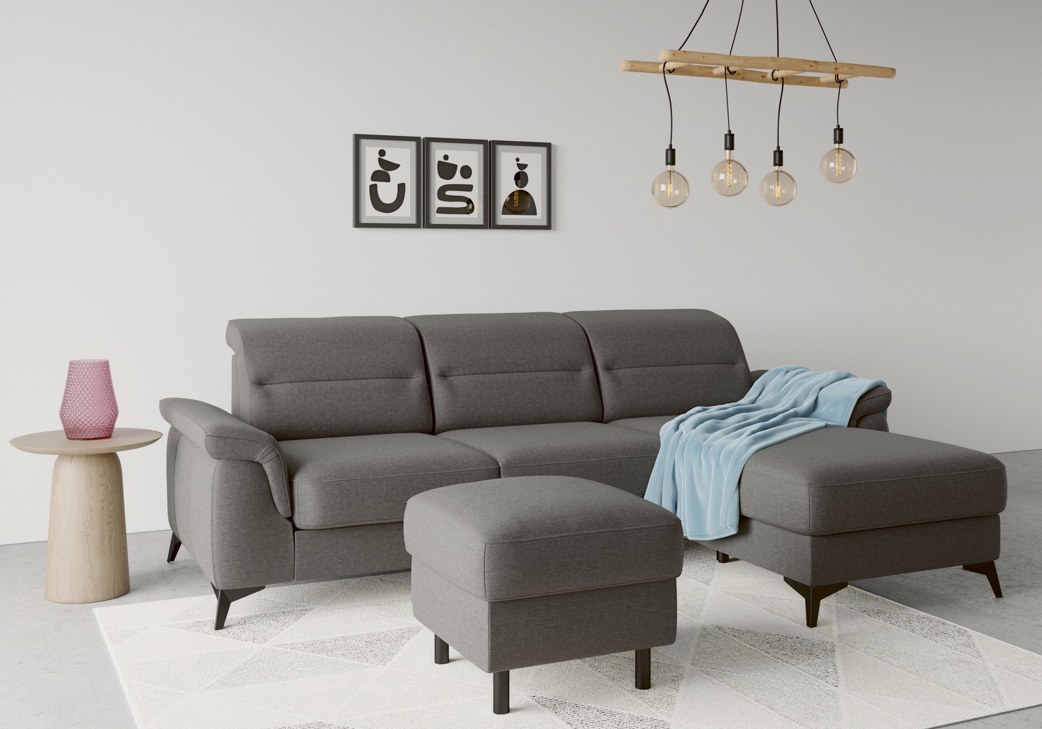 Kopfteilverstellung und Sinatra, mit Ecksofa Armteilfunktion Recamiere, optional sit&more mit